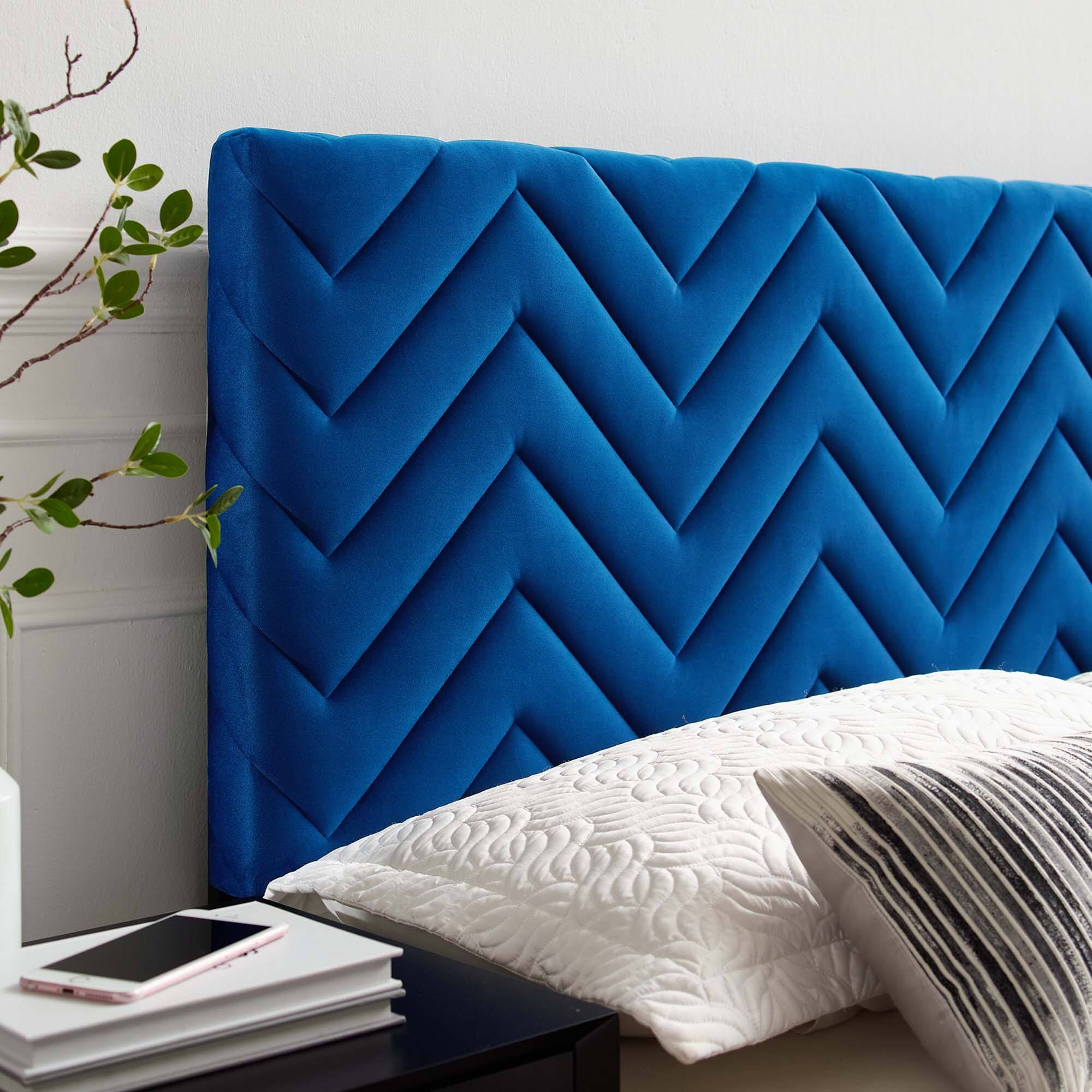 Mercy Chevron Tufted Performance Velvet Twin Headboard by Modway Navy ...