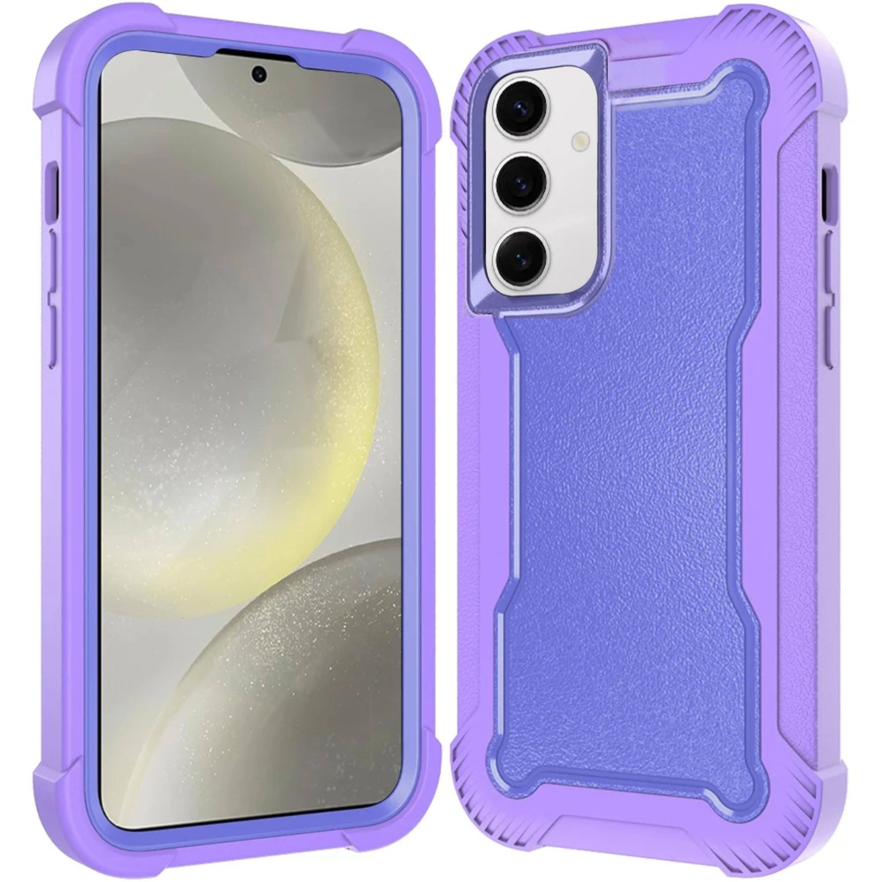 Angle. Kitcheniva - Thick Layered Shock Absorbent Cover Plus Tempered Glass For Samsung S25 Plus/S24 Plus Purple - Purple.