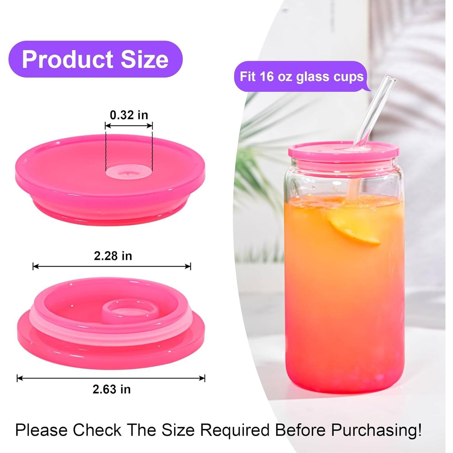 Product Size: 0.32 in, 2.28 in, 2.63 in  
Fit: 16 oz glass cups  
Please Check The Size Required Before Purchasing!