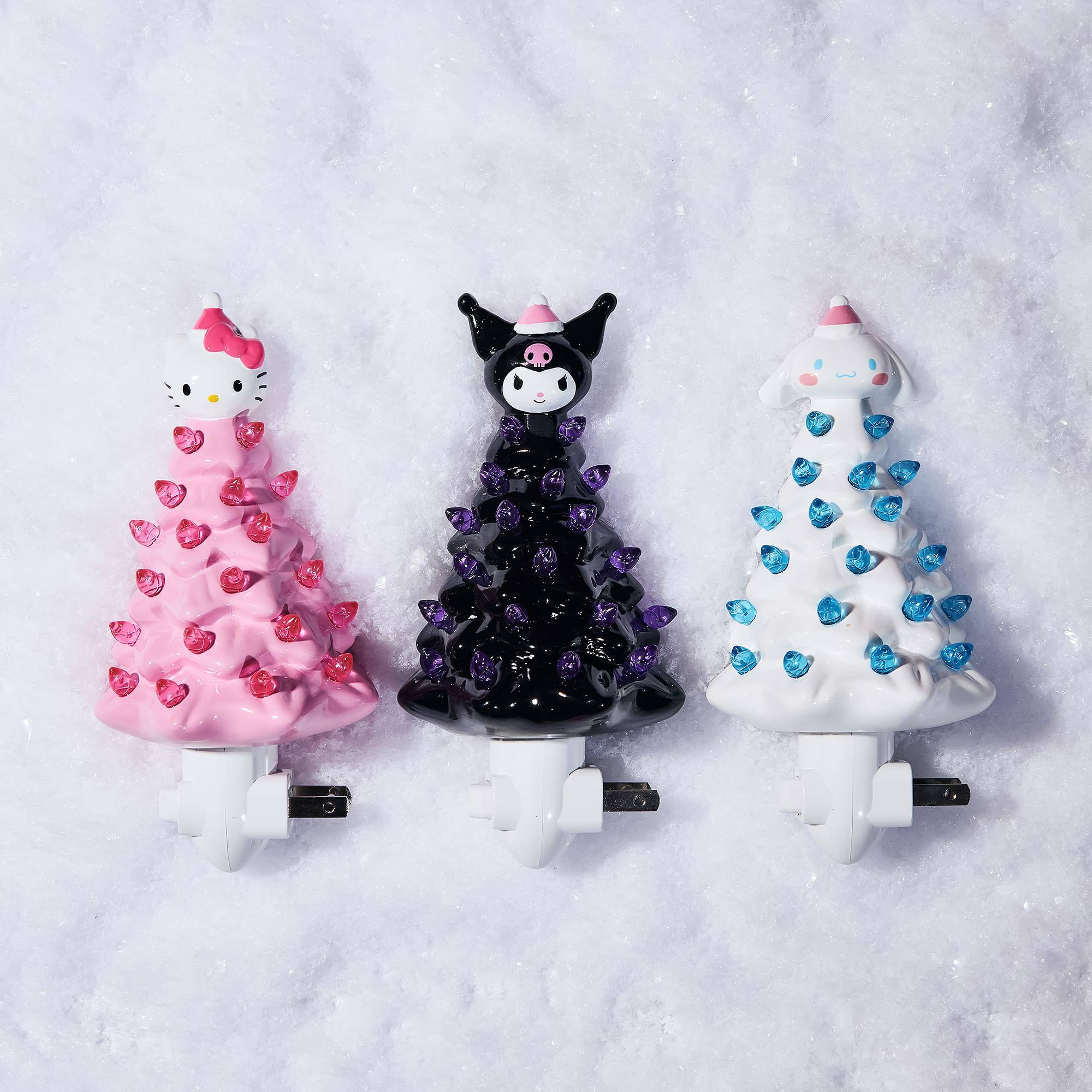 Alt View 4. Ukonic - Sanrio Characters Christmas Tree Plug-In Night Light Set Of 3 - White, Pink, Black.