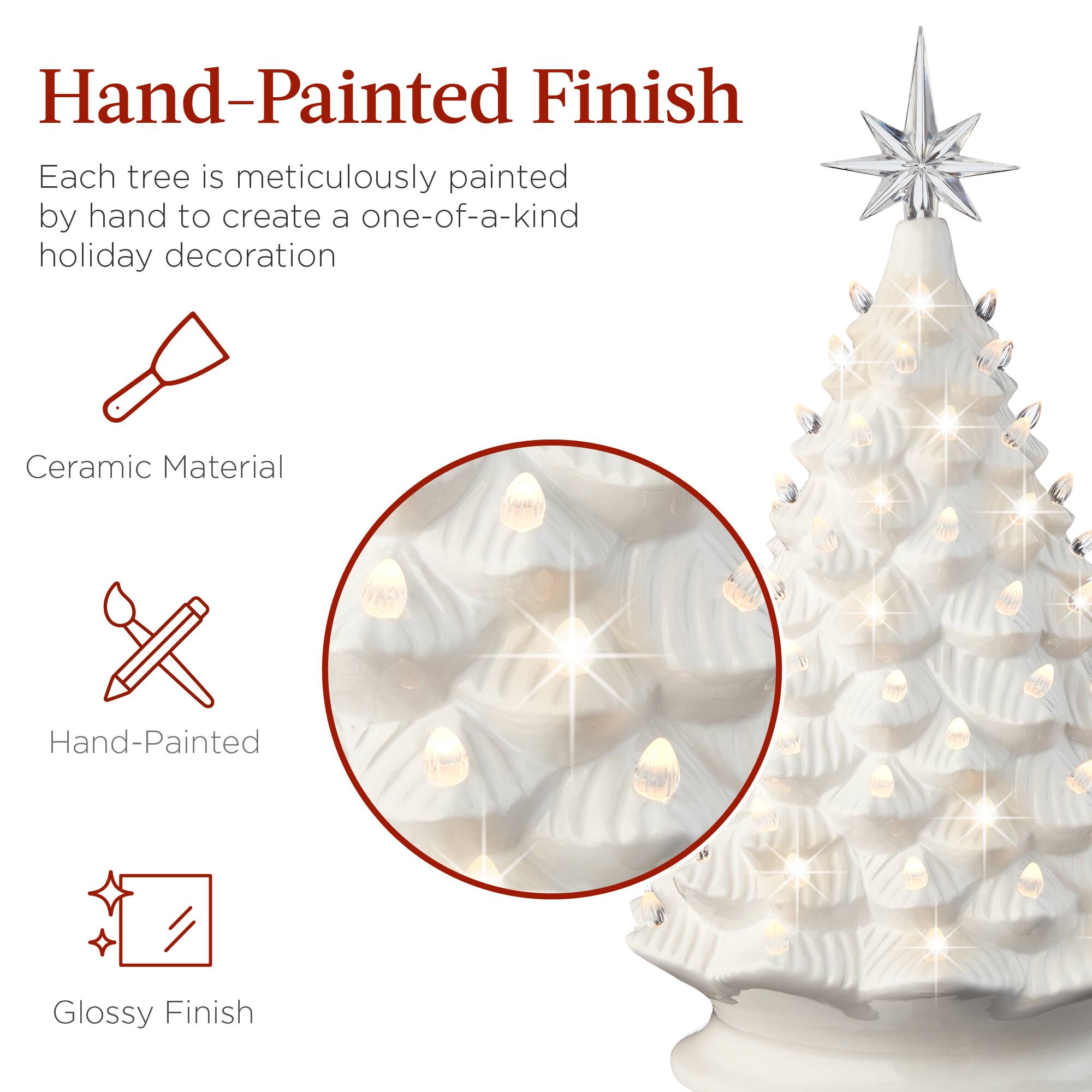 Hand-Painted Finish

Each tree is meticulously painted by hand to create a one-of-a-kind holiday decoration

- Ceramic Material
- Hand-Painted
- Glossy Finish