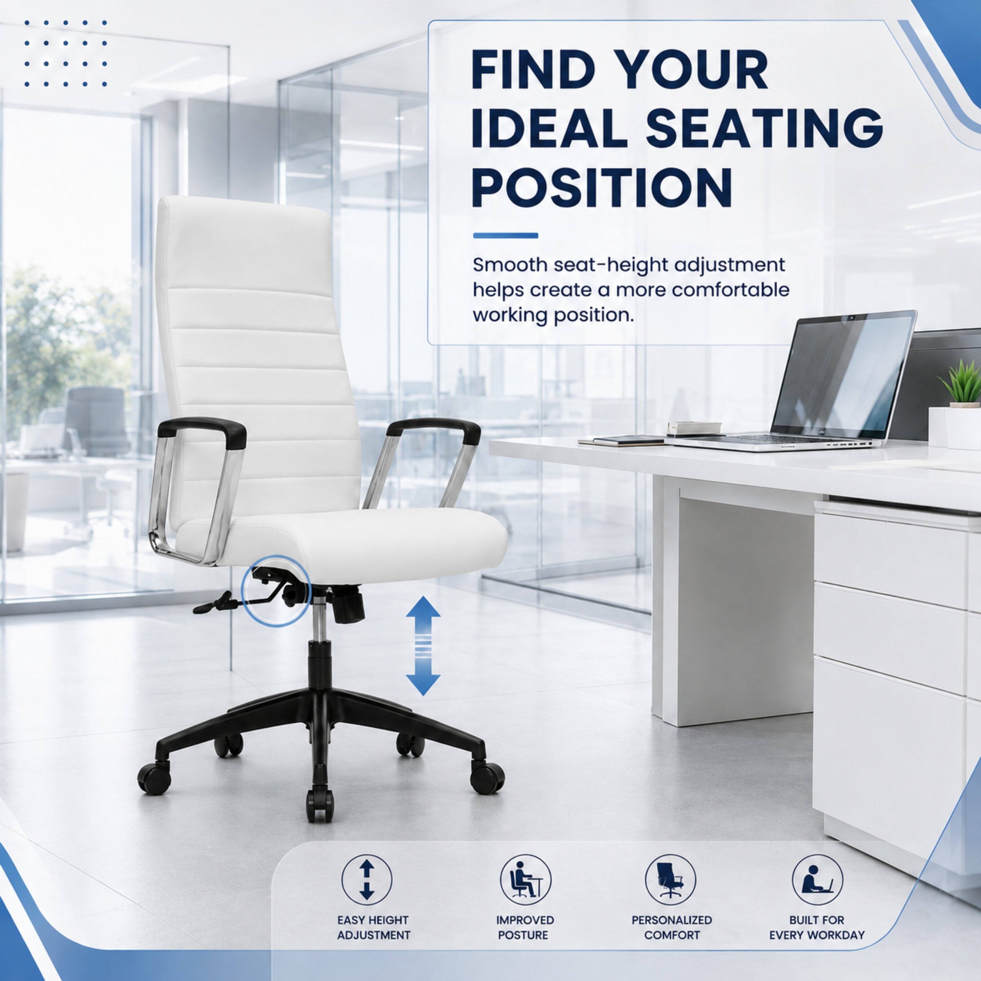 FIND YOUR IDEAL SEATING POSITION

Smooth seat-height adjustment helps create a more comfortable working position.

EASY HEIGHT ADJUSTMENT
IMPROVED POSTURE
PERSONALIZED COMFORT
BUILT FOR EVERY WORKDAY