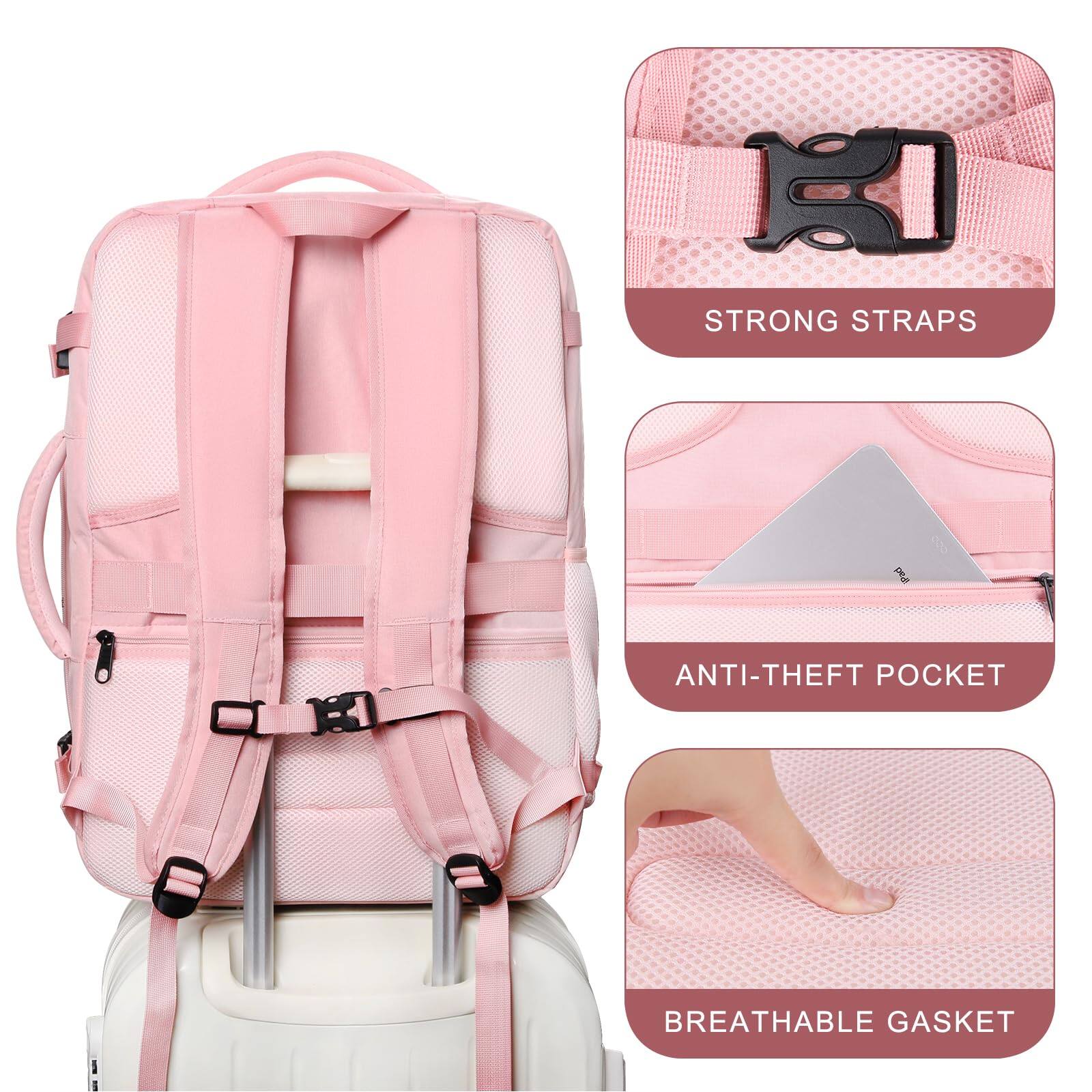 Alt View 3. Stamp n Camp - Travel Backpack For Women  52l Carry On Extra Large Expandable Bag 18 4 Inch Tsa Flight Approved Luggage Personal Item - Purple-18.4 inch (20"x15"x7").