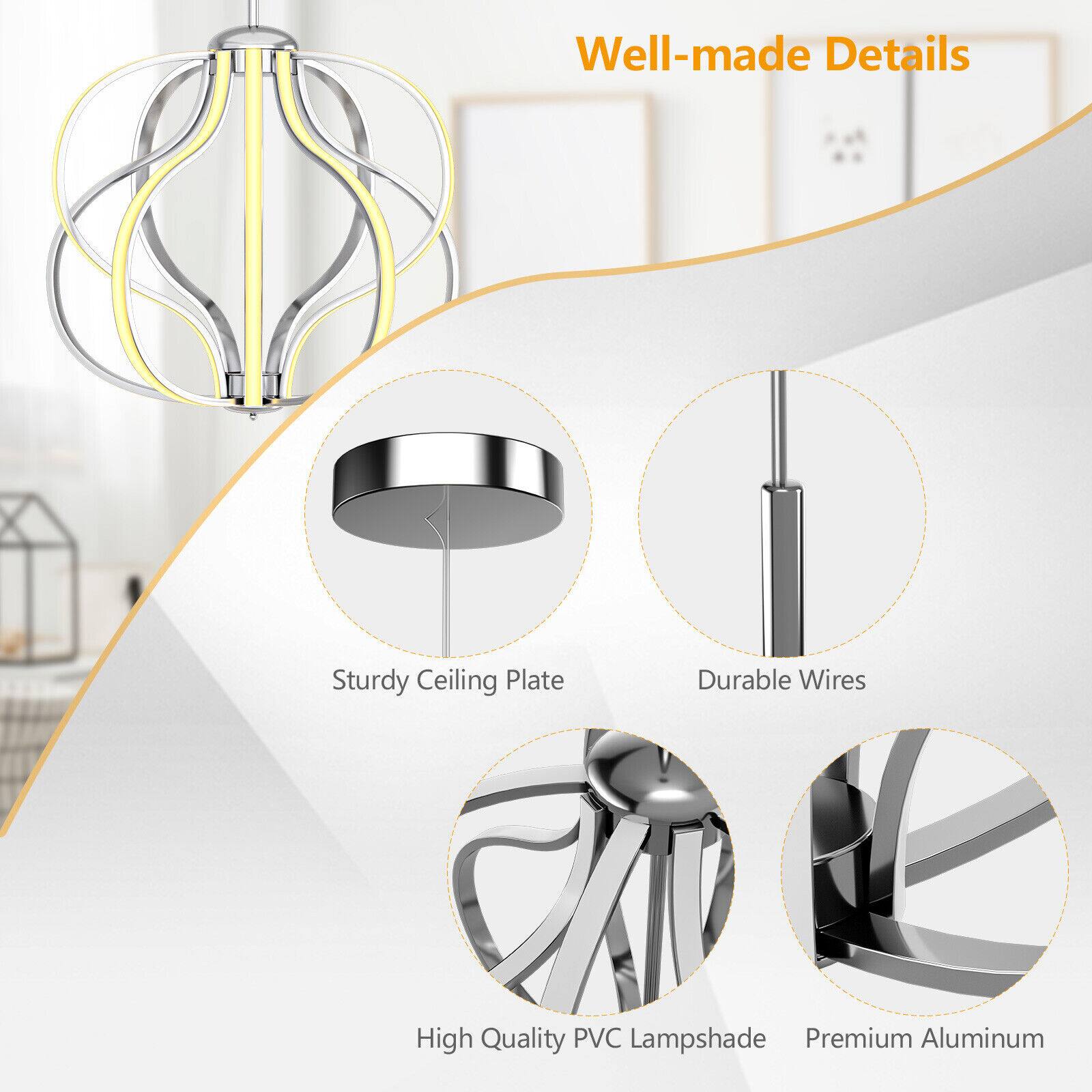 Well-made Details  
Sturdy Ceiling Plate  
Durable Wires  
High Quality PVC Lampshade  
Premium Aluminum