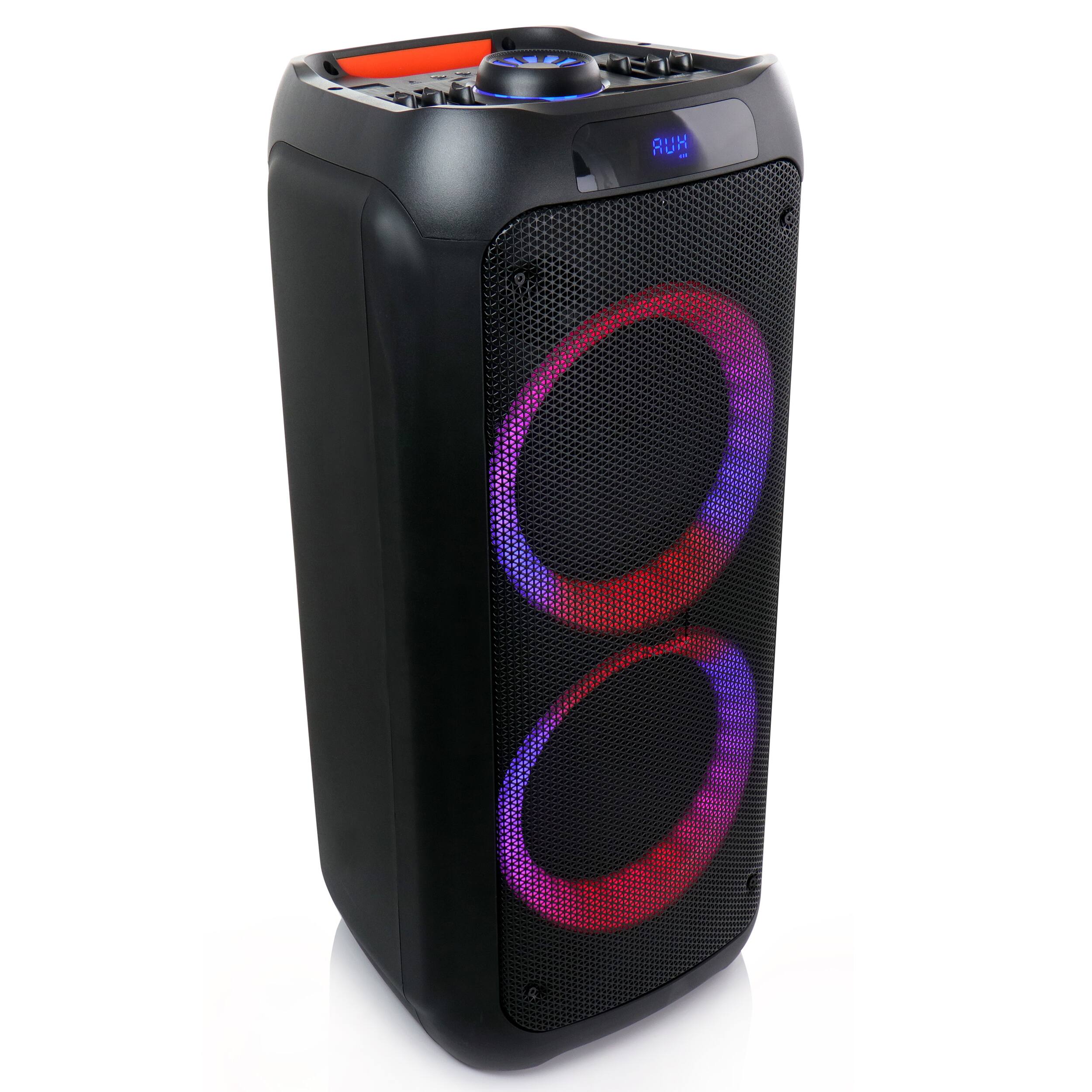 Angle. beFree Sound - beFree Sound Dual 8 Inch Bluetooth Wireless Portable Party Speaker with Reactive Lights - Black.
