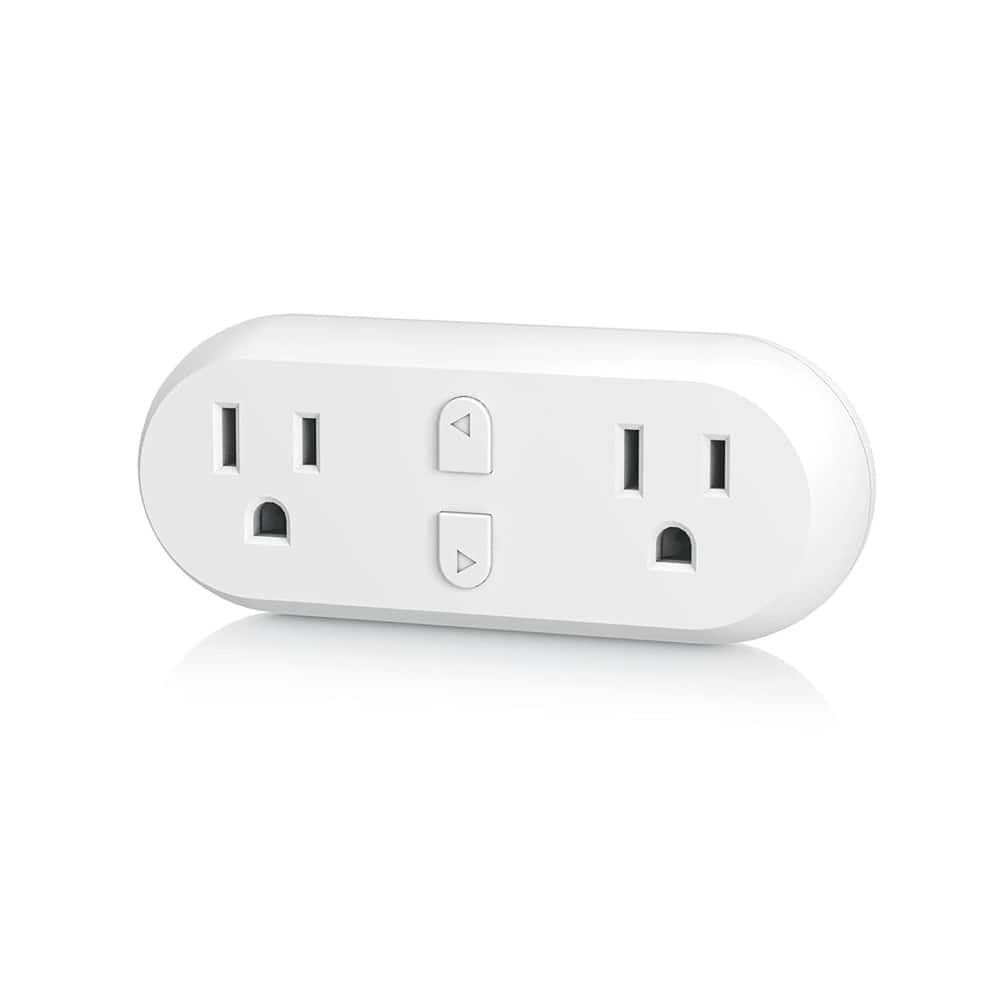 MOSZAR LLC - Smart Plug 15A Wi-Fi & Bluetooth Dual Outlet – Works with Alexa/Google - White