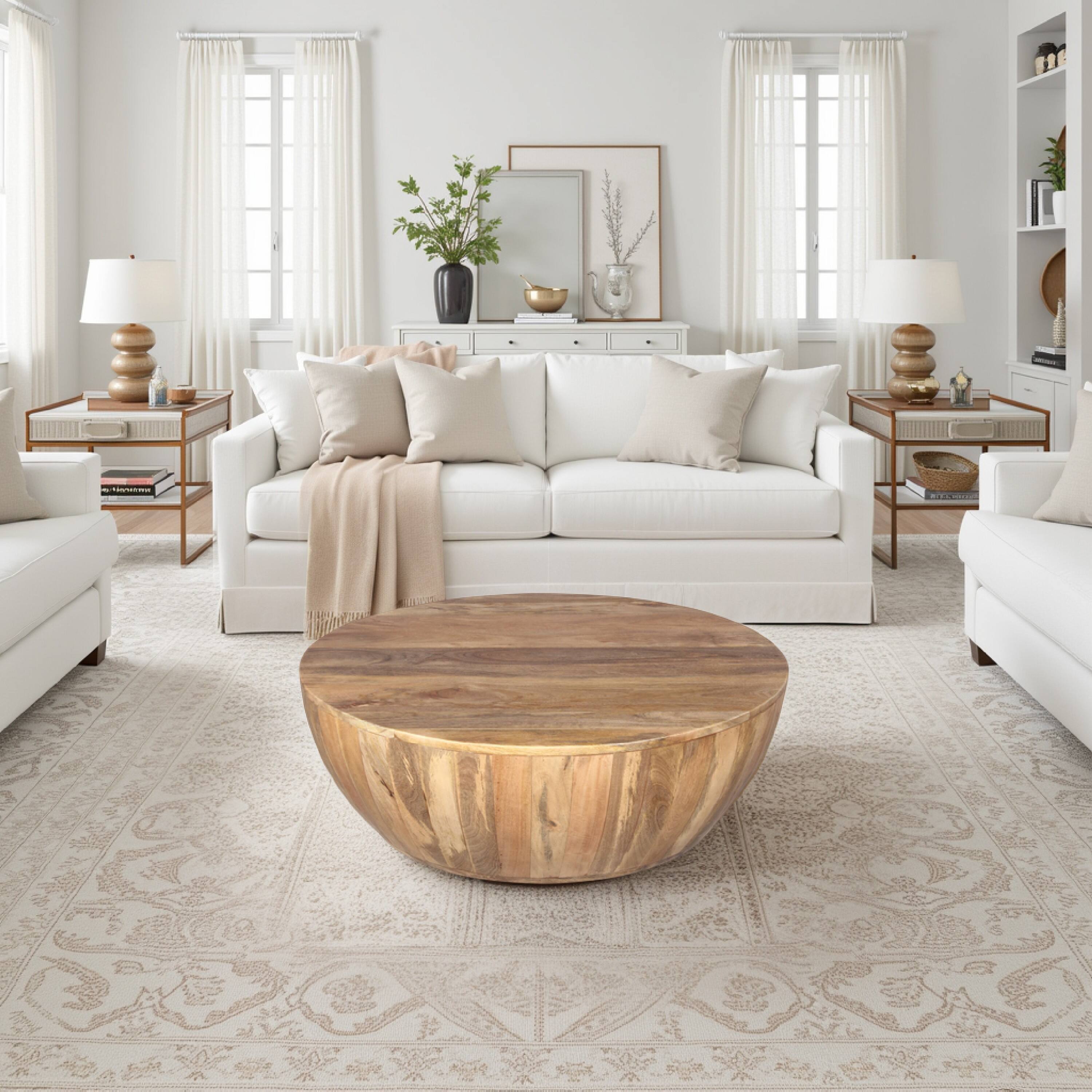 Alt View 9. Manhattan Lane - Arthur Mango Wood 35.5 Inch Coffee Table In Round Shape - Brown.