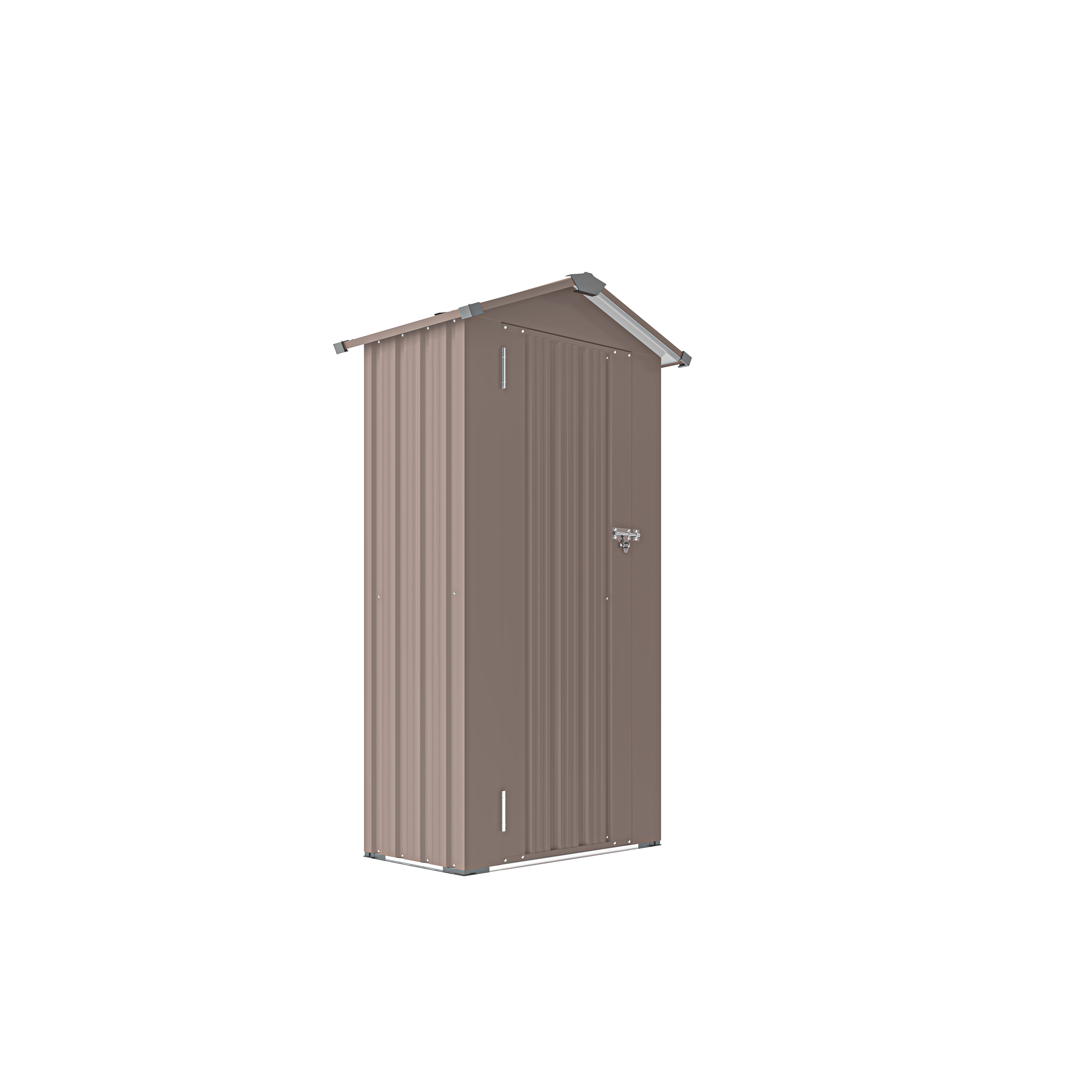 Front. Mondawe - 2.5x1.5 FT Small Metal Galvanized Iron Garden Shed with a solid lock system - Brown.