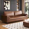 Front. luck idea - 80.31" Vintage High-End Oil-Waxed Leather Sofa with Solid Frame for Living Room - Brown.