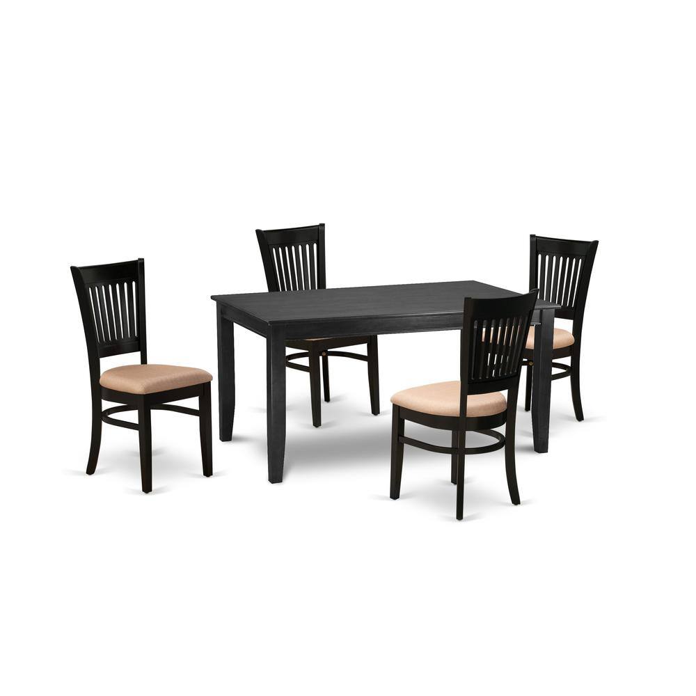 Front. East West Furniture - Dining Table- Dining Chairs - Brown.