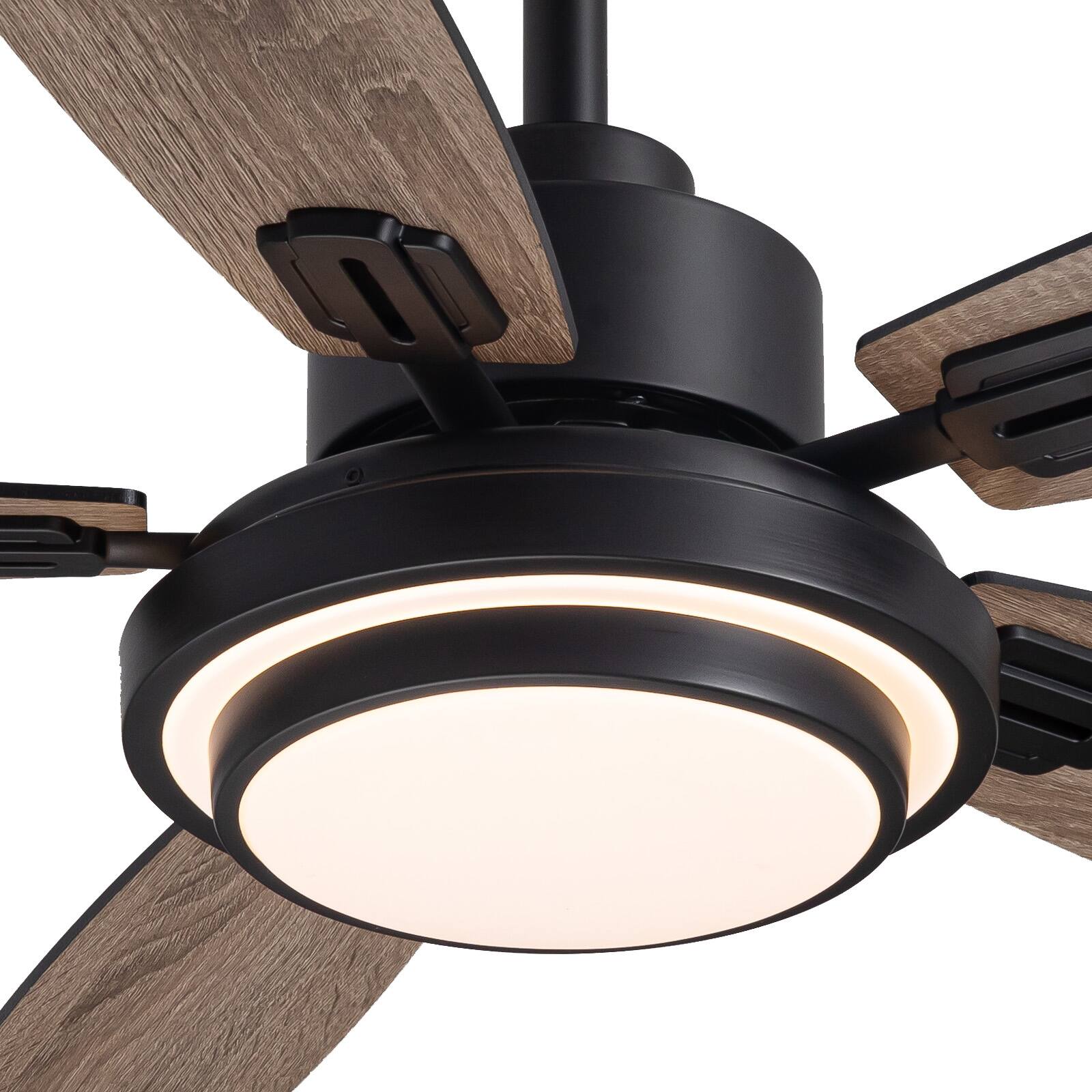 Alt View 7. Siljoy - 42 Inch Black Flush Mount Ceiling Fan with LED Lights, Remote, Reversible DC Motor,  Timer – for Bedroom & Living Room - Black.