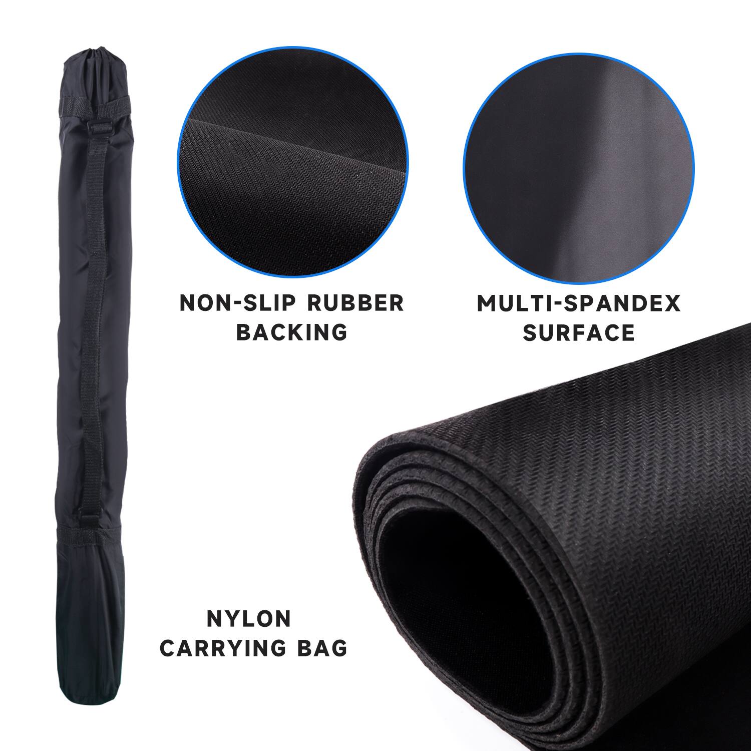 NON-SLIP RUBBER BACKING MULTI-SPANDEX SURFACE NYLON CARRYING BAG