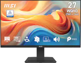 MSI - PRO MP273Q E14 27" IPS QHD 144Hz 1ms FreeSync Business Monitor with Built-in Speakers (DisplayPort, HDMI ) - Black