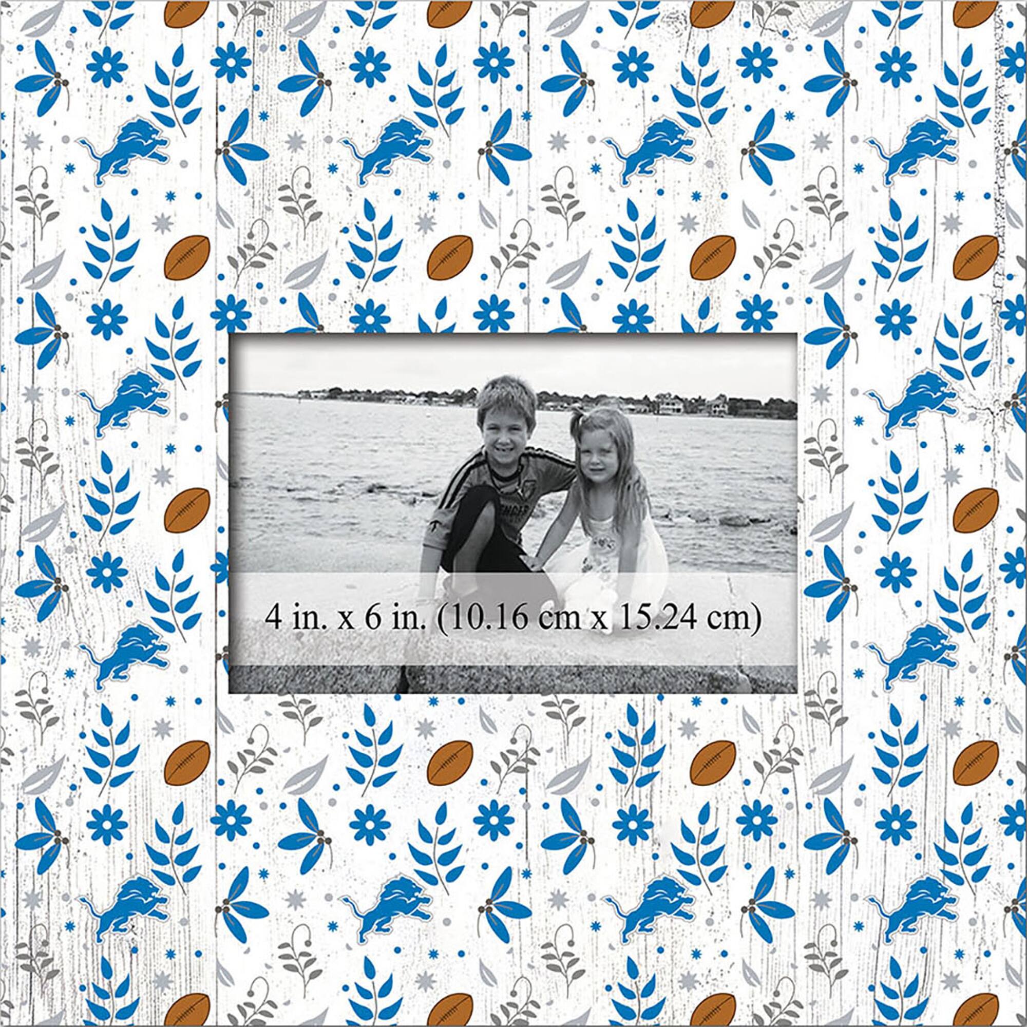 Detroit Lions 10'' x 10'' Floral Pattern Frame