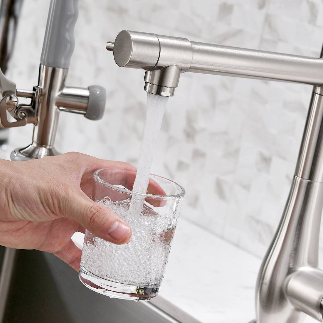 Alt View 5. Boyel Living - Silver Single Handle Pull Down Sprayer Kitchen Faucet - Silver.