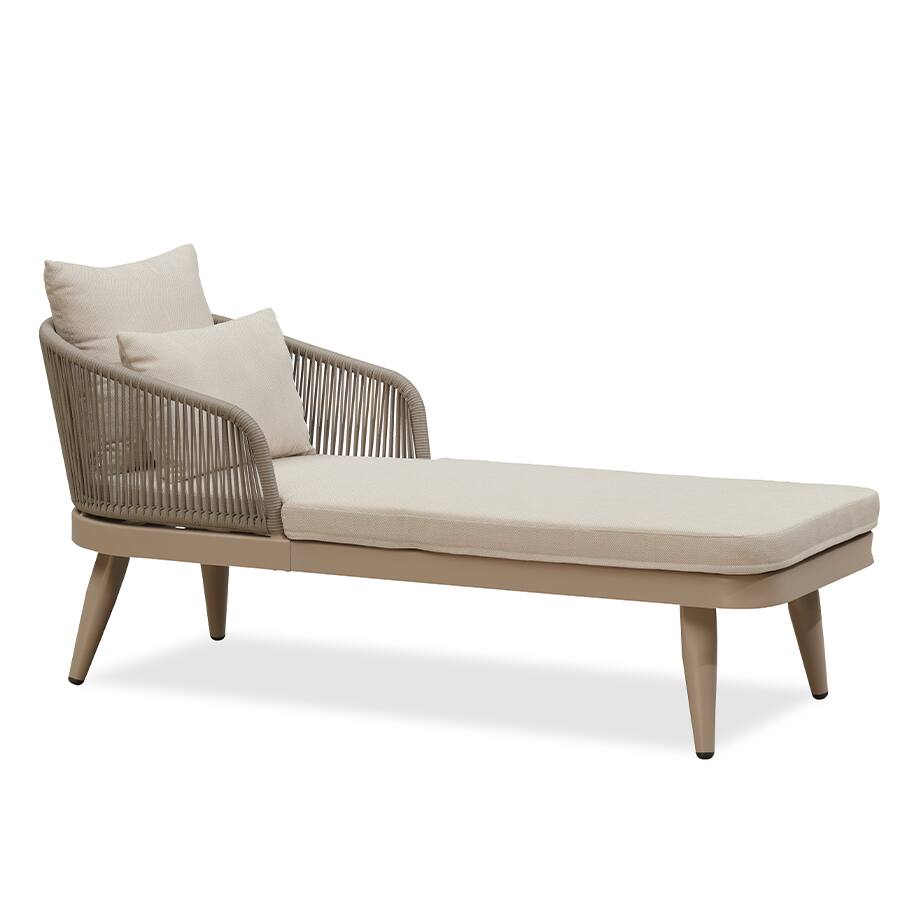 Alt View 6. PURPLE LEAF - Outdoor Chaise Lounge Thick Cushion Aluminum Frame Patio Lounge Chair with Pillow & Lumbar Support Wicker Armrests - Champagne.