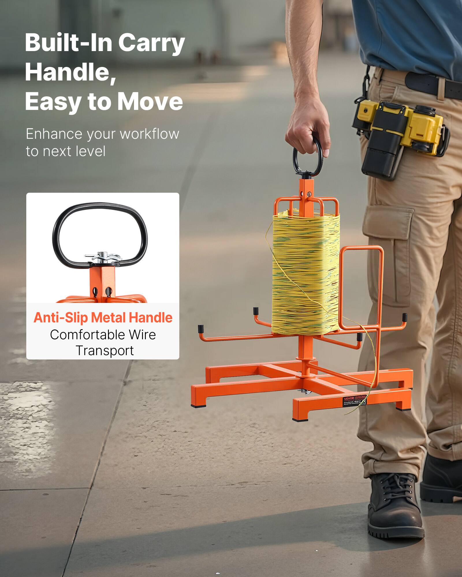 Built-In Carry Handle, Easy to Move

Anti-Slip Metal Handle, Comfortable Wire Transport