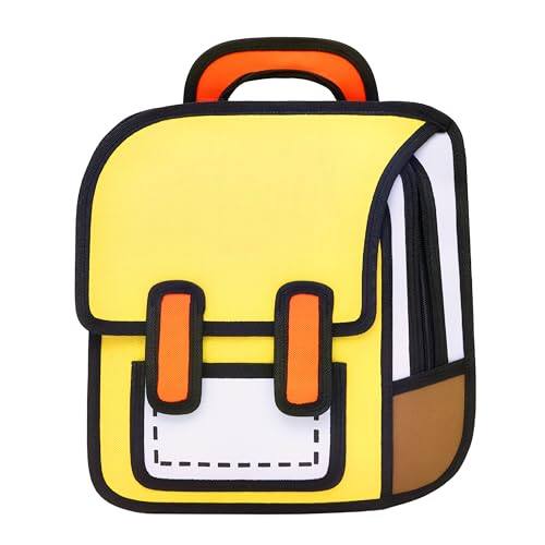 Pacoar Cade - Backpack For Cute 2d Comic Paper Jump Bookbag Fun Weird School Schoolbag (pink Small) - Yellow-Mini