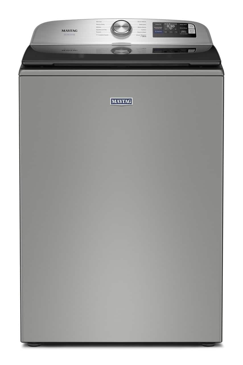 Maytag - 5.3 Cu. Ft. Smart Top Load Impeller Washer with Extra Power and Sanitize Cycle with Oxi - Classic SIlver