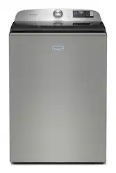 Maytag - 5.3 Cu. Ft. Smart Top Load Impeller Washer with Extra Power and Sanitize Cycle with Oxi - Classic SIlver - Front_Zoom