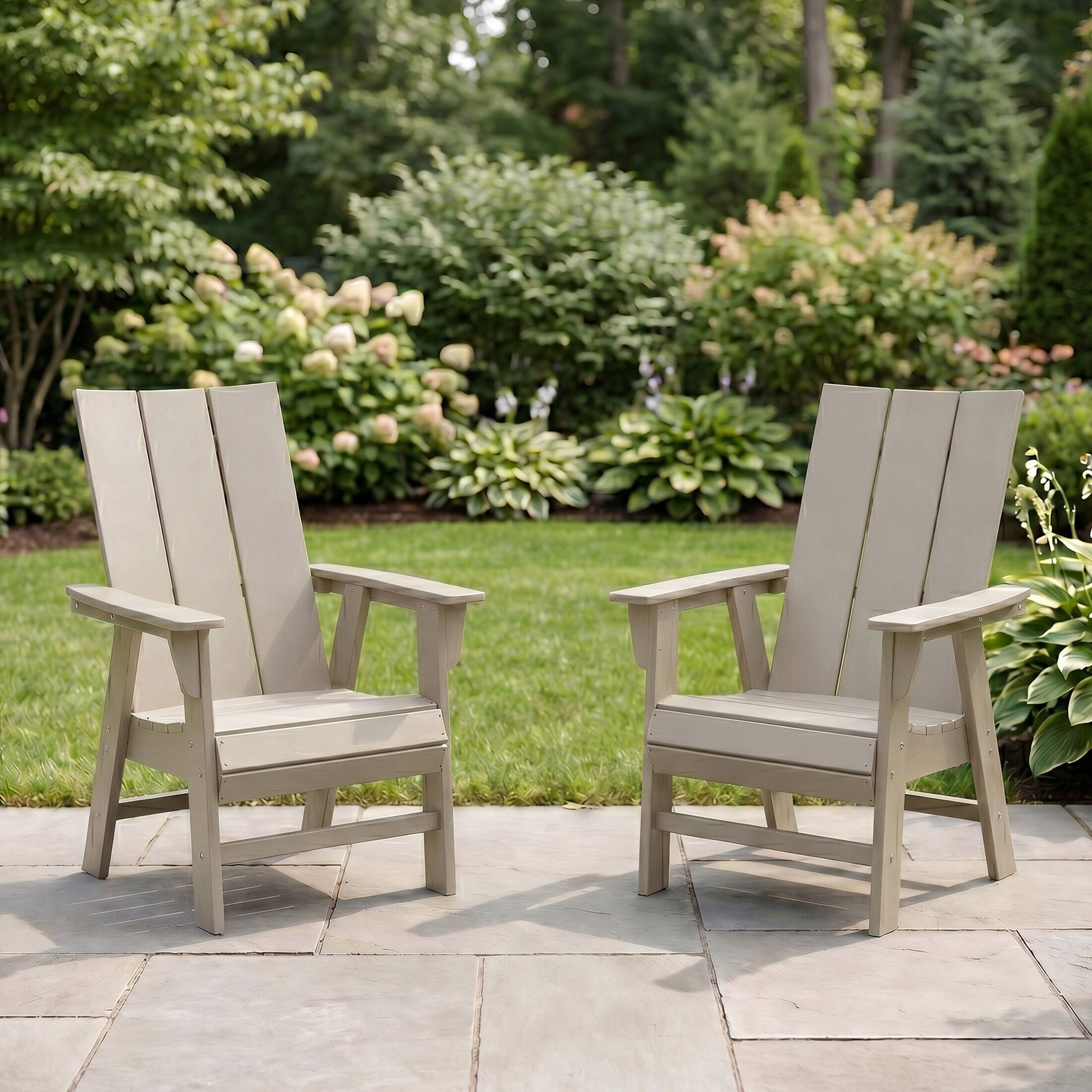 Angle. WestinTrends - WestinTrends Ashore Outdoor Patio HDPE Plastic Modern Adirondack Dining Chairs (Set of 2) - Sand.