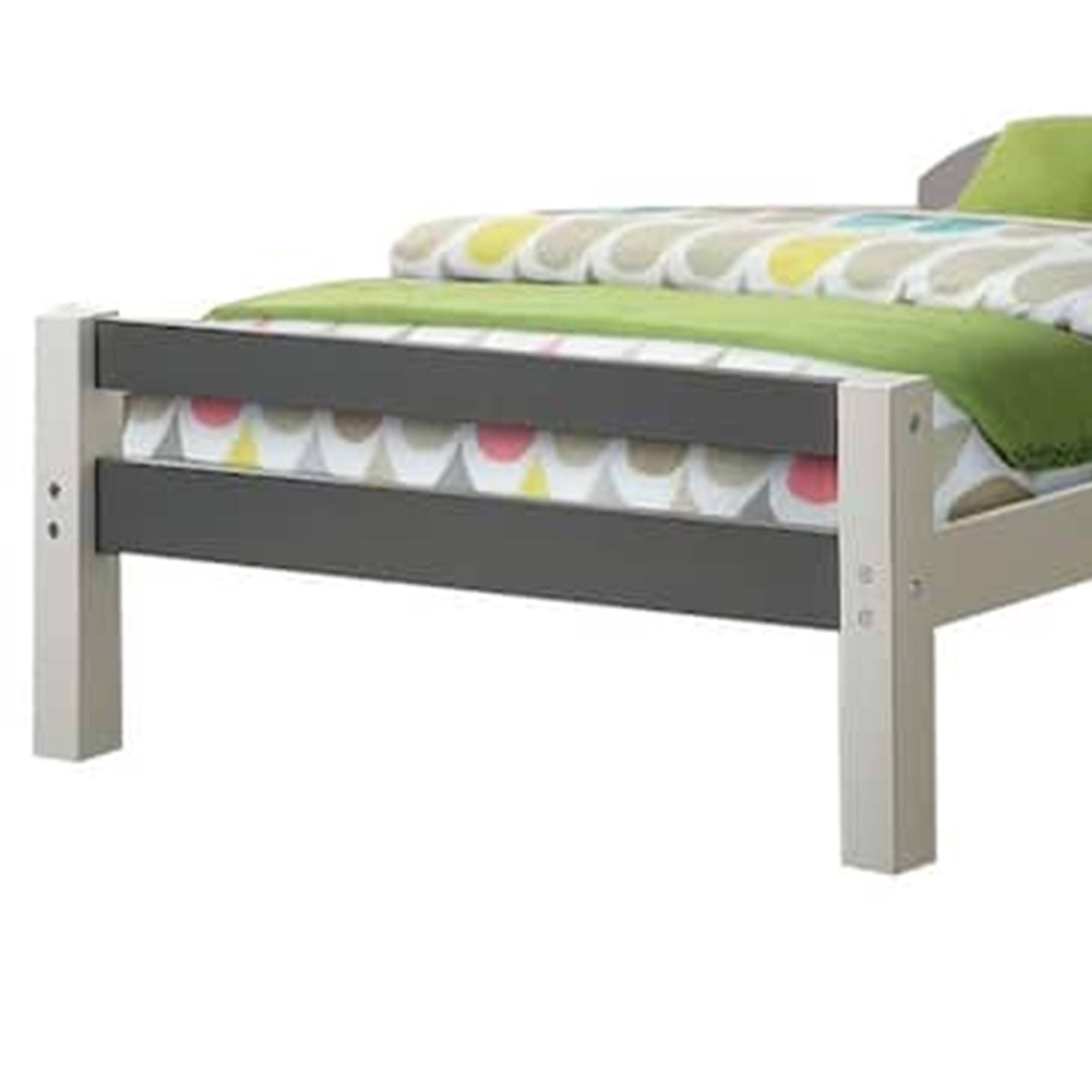 Alt View 3. Manhattan Lane - Robin Twin Size Bed, Transitional Style White and Gray Wood Frame - White, Gray.