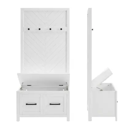 Front. Crosley Furniture - Kayce Hall Tree - White.