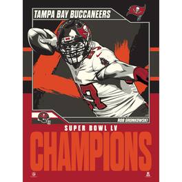 Phenom Gallery - Rob Gronkowski Tampa Bay Buccaneers Super Bowl LV Champions 18'' x 24'' Serigraph Limited Edition Poster Art Print - Multicolor