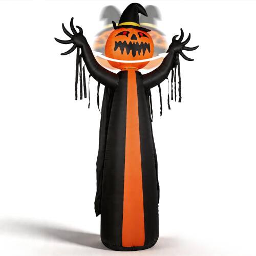 Alt View 1. Winado - 10FT Halloween Inflatable Pumpkin Man, Pumpkin Ghost with Lights, Rotating Head for Outdoor Holiday Party Decorations - Yellow & Black.