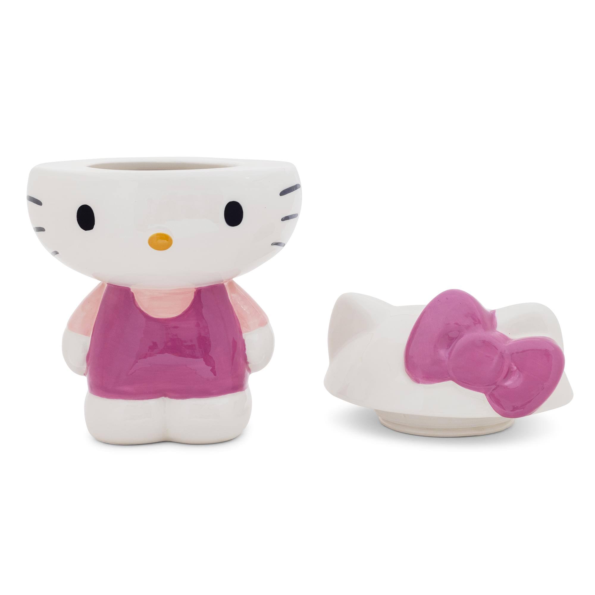 Alt View 1. Silver Buffalo - Sanrio Hello Kitty Pink Outfit 10-Inch Sculpted Ceramic Snack Jar - White.