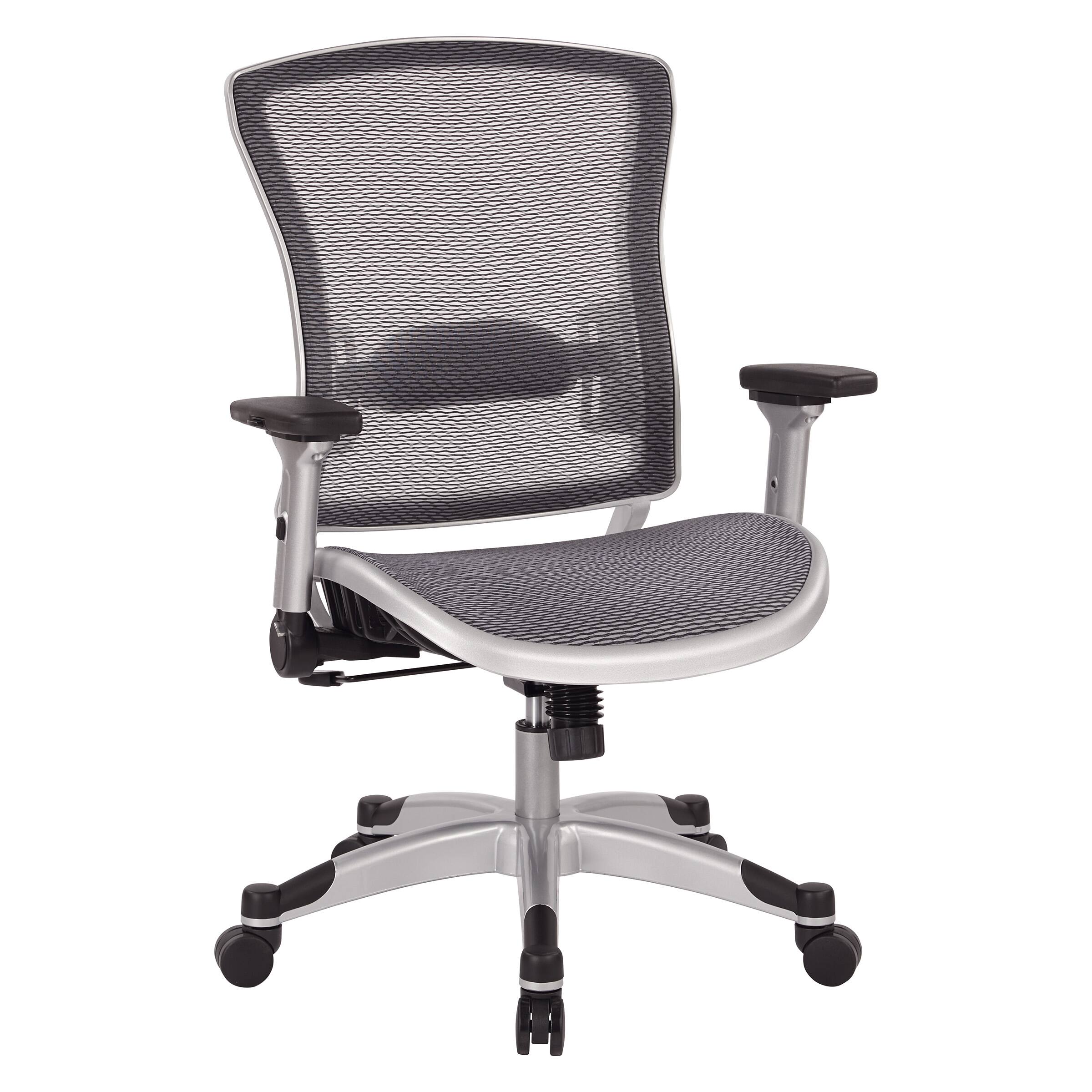 Angle. Office Star Products - Exec Breathable Mesh Back Chair - Platinum.