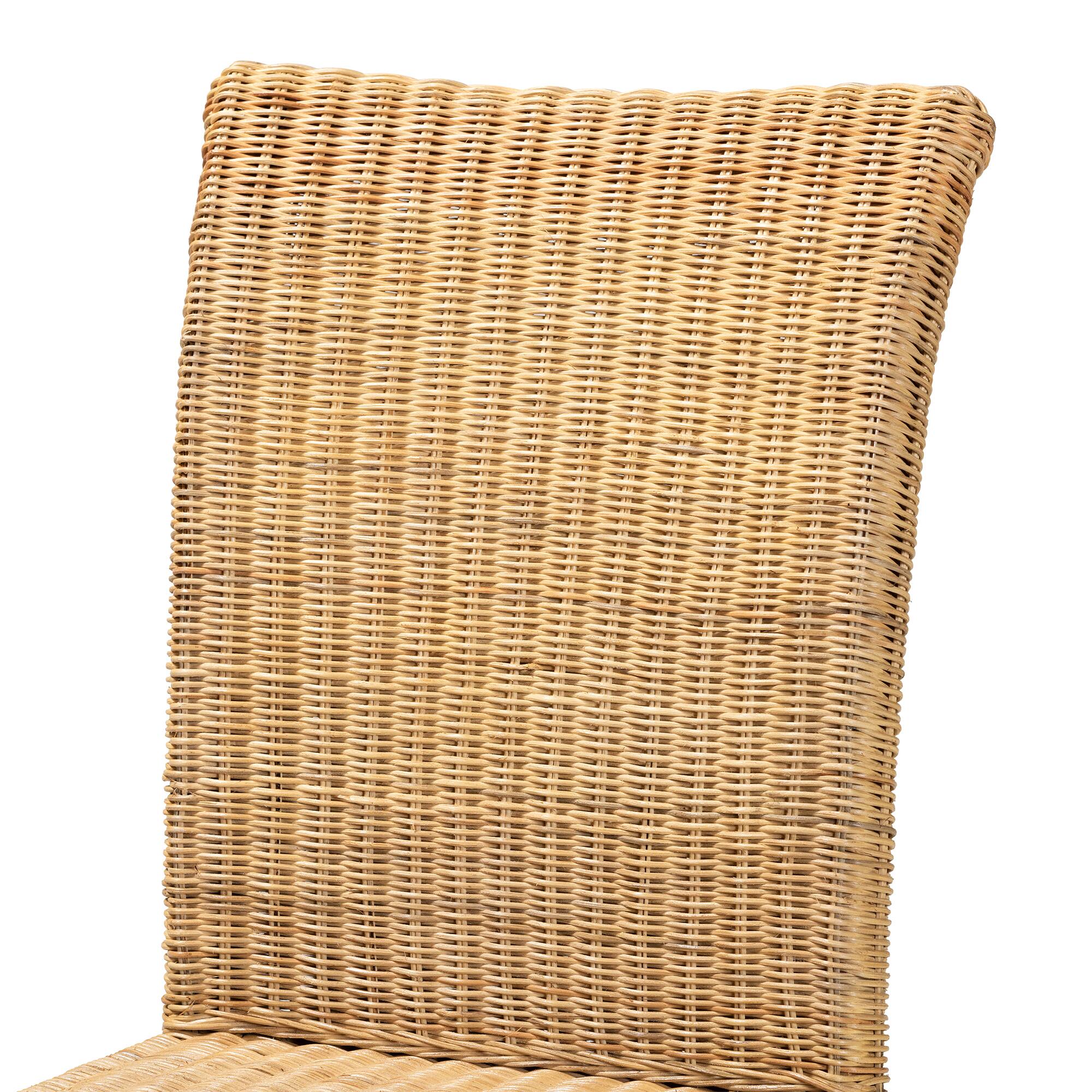 Alt View 1. bali & pari - Shamara Modern Bohemian Natural Rattan and Mahogany Wood Dining Chair - Natural Brown/Walnut Brown.