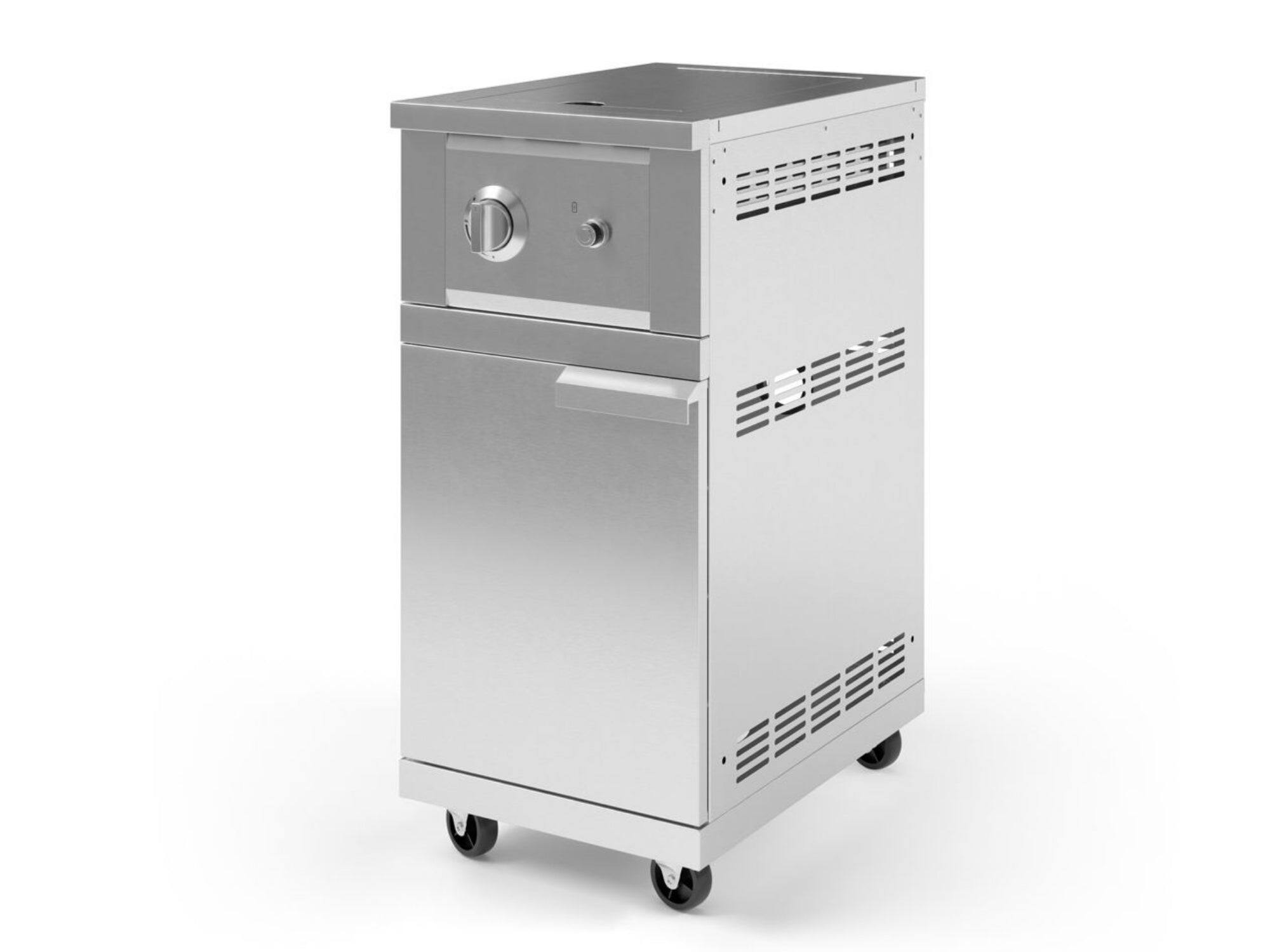 Front. NewAge Products - Outdoor Kitchen Stainless Steel Platinum Side Burner with Cart and Casters - Stainless Steel.