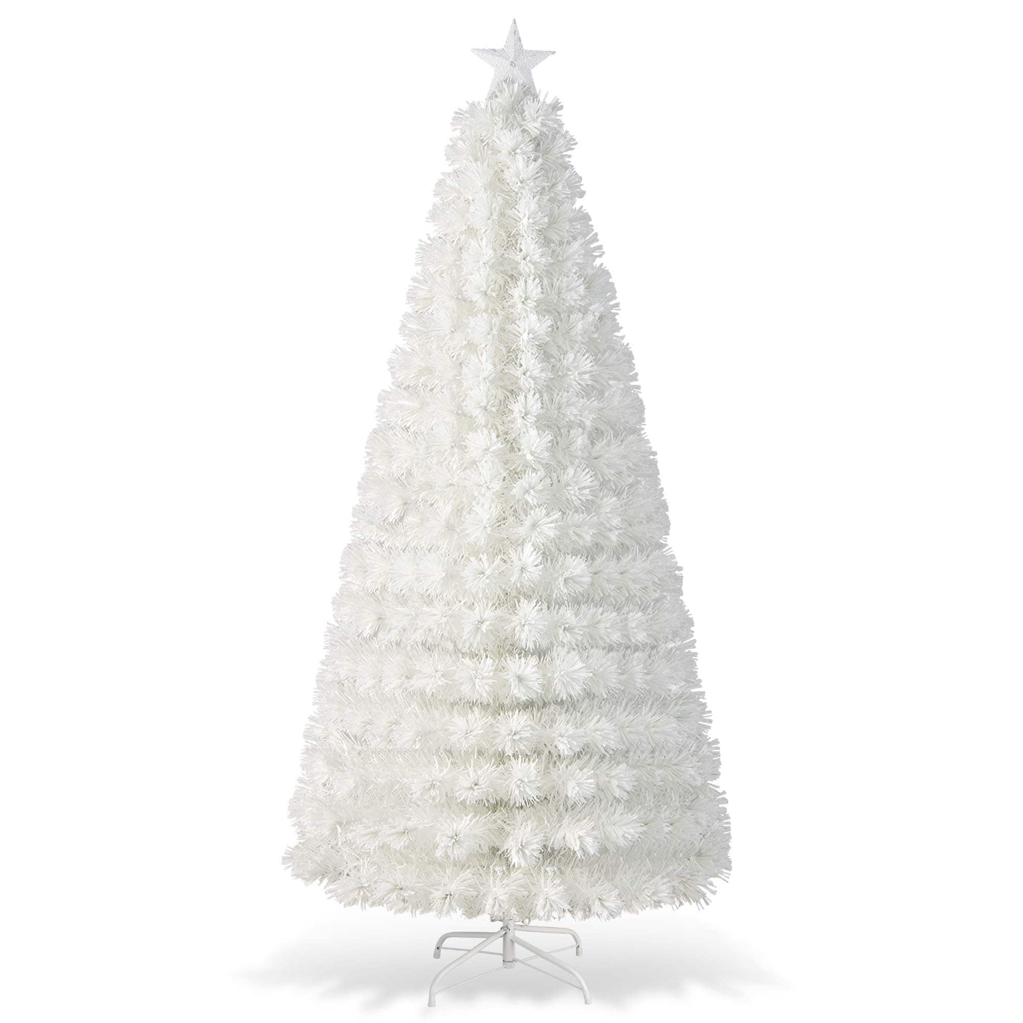 Costway 7 FT PreLit Christmas Tree Fiber Optic SnowFlocked with 270