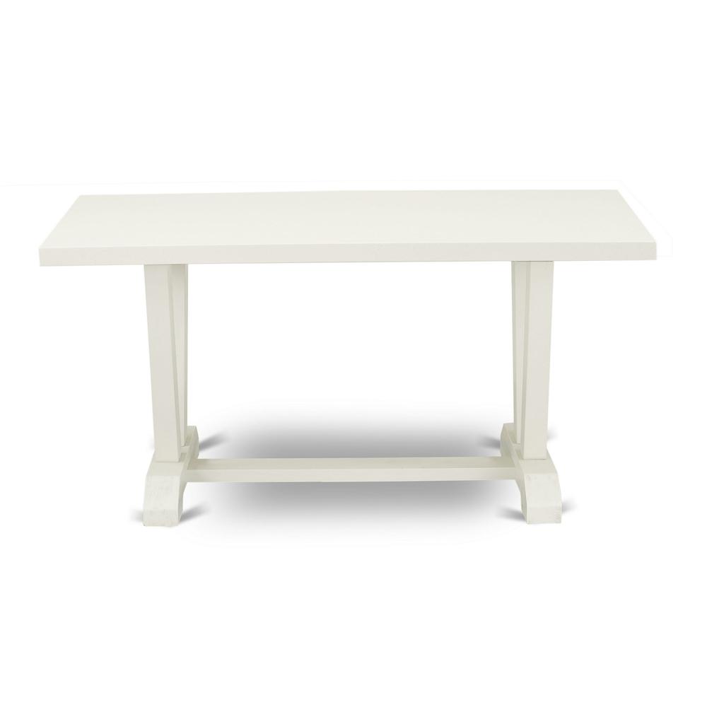 Alt View 1. East West Furniture - V026MZ001-7 7-Piece Kitchen Dining Table Set Contains a Wooden Table and 6 Cream Dining Chairs - Wire Brushed Linen - Multi-Color.