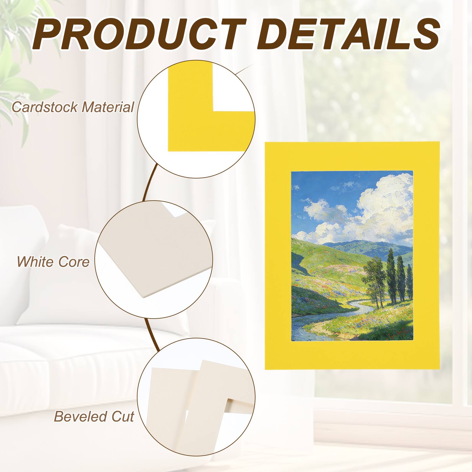 PRODUCT DETAILS  
- Cardstock Material  
- White Core  
- Beveled Cut