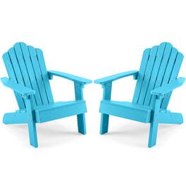 Gymax - Kids Adirondack Chair(s) Outdoor Chair(s) for Kids w/ Tilted High Backrest Turquoise - Green