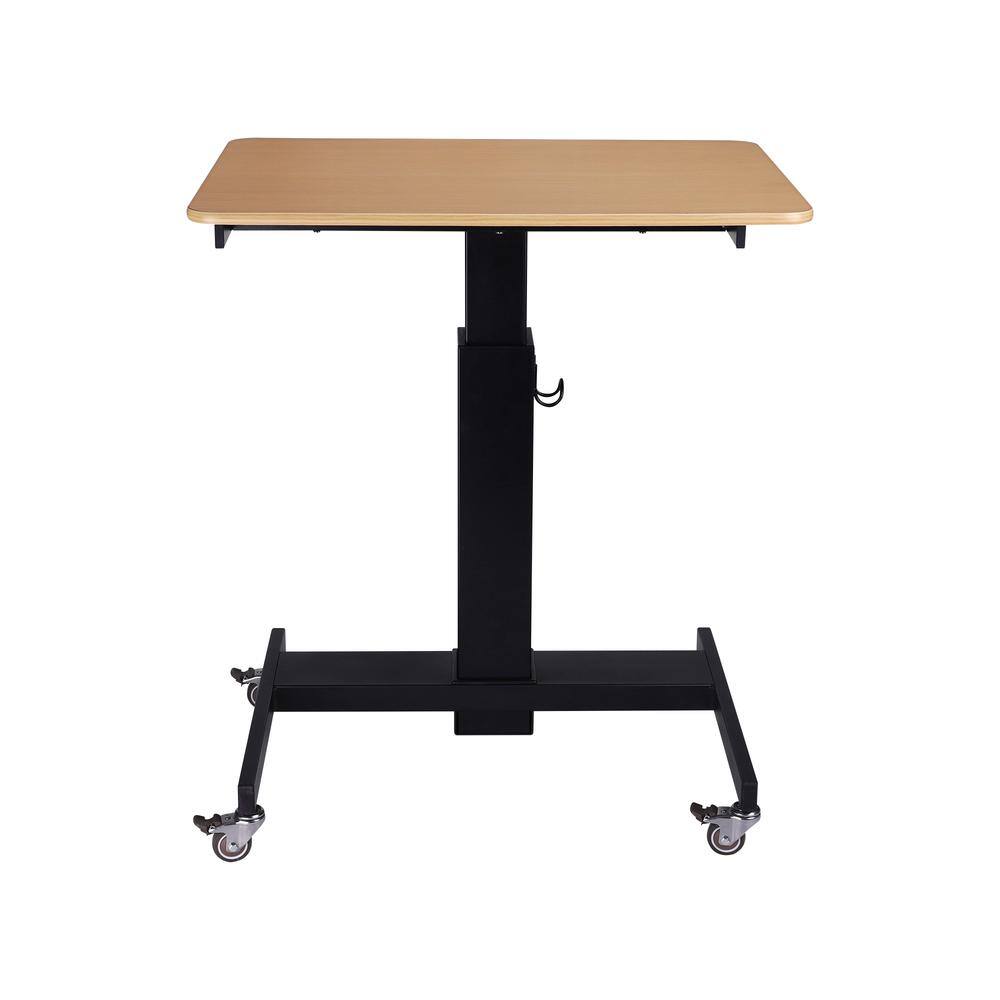 Left. Rocelco - 28" Height Adjustable Mobile School Standing Desk - Brown.