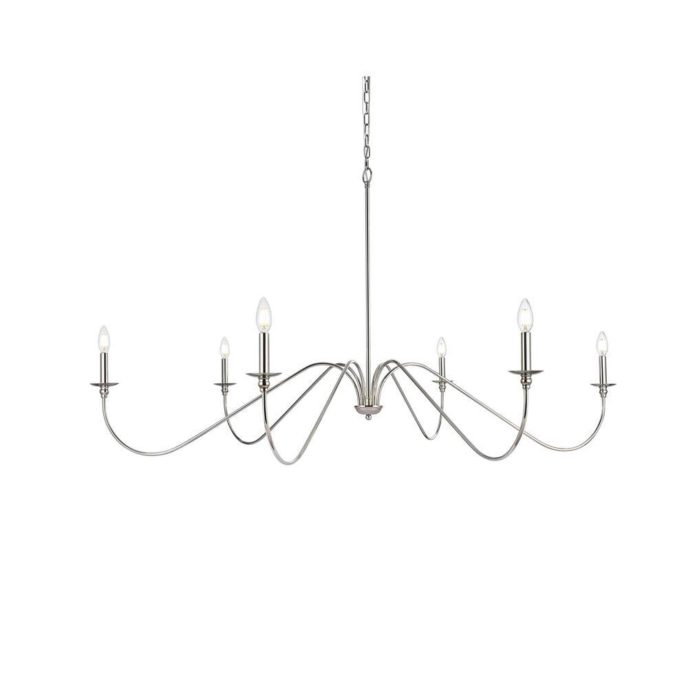 Alt View 3. Living District - Rohan 60 inch chandelier in Polished Nickel - Polished Nickel.