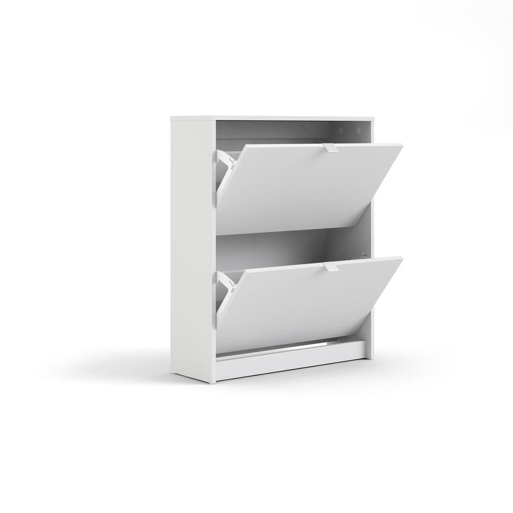 Back. Tvilum - Bright 2 Drawer Shoe Cabinet - White.