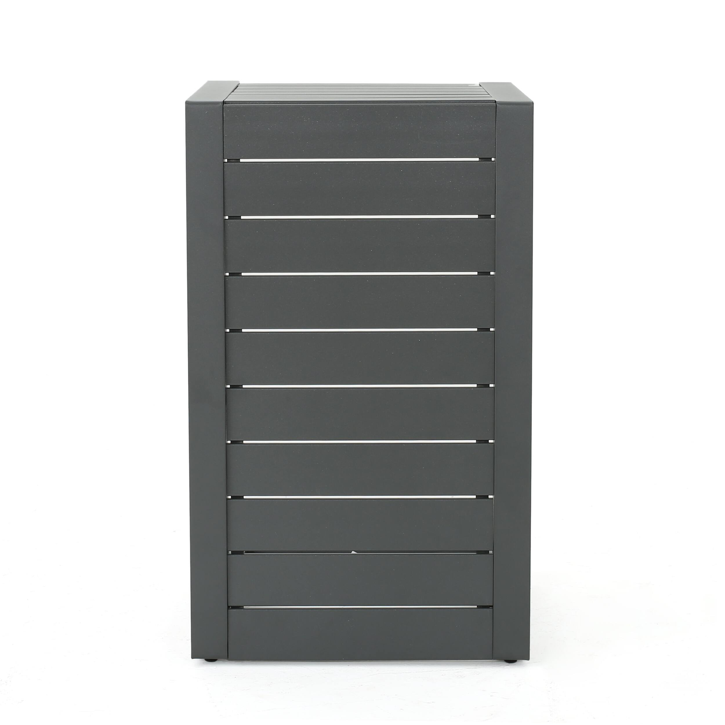 Back. Mondawe - C-Shaped Aluminum Outdoor Side Table - Grey.