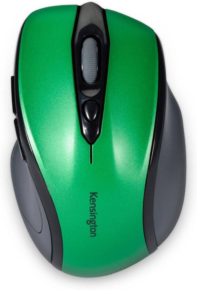 Left. Kensington - K72424AMA 2.4 GHz Frequency/30 ft. Wireless Range Pro Fit Right Hand Use Mid-Size Wireless Mouse - Emerald Green - Emerald Green.