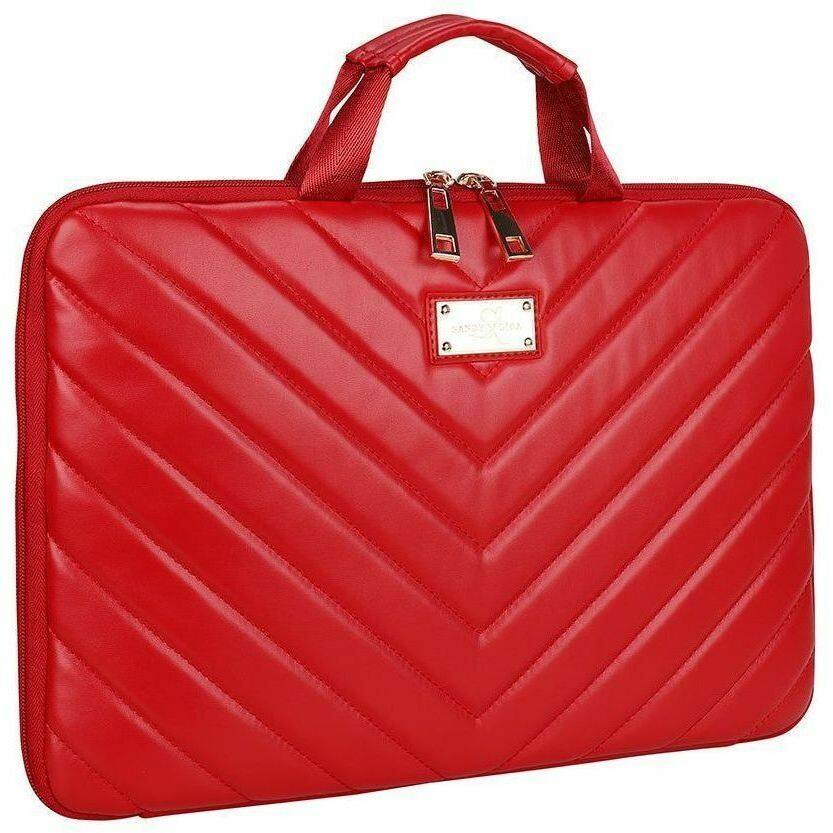 Alt View 5. ECO STYLE - Sandy Lisa Capri Carrying Case (Sleeve) for 14" Notebook - Red - Scratch Resistant - Chevron Printed - Handle - 10.4" - Red.