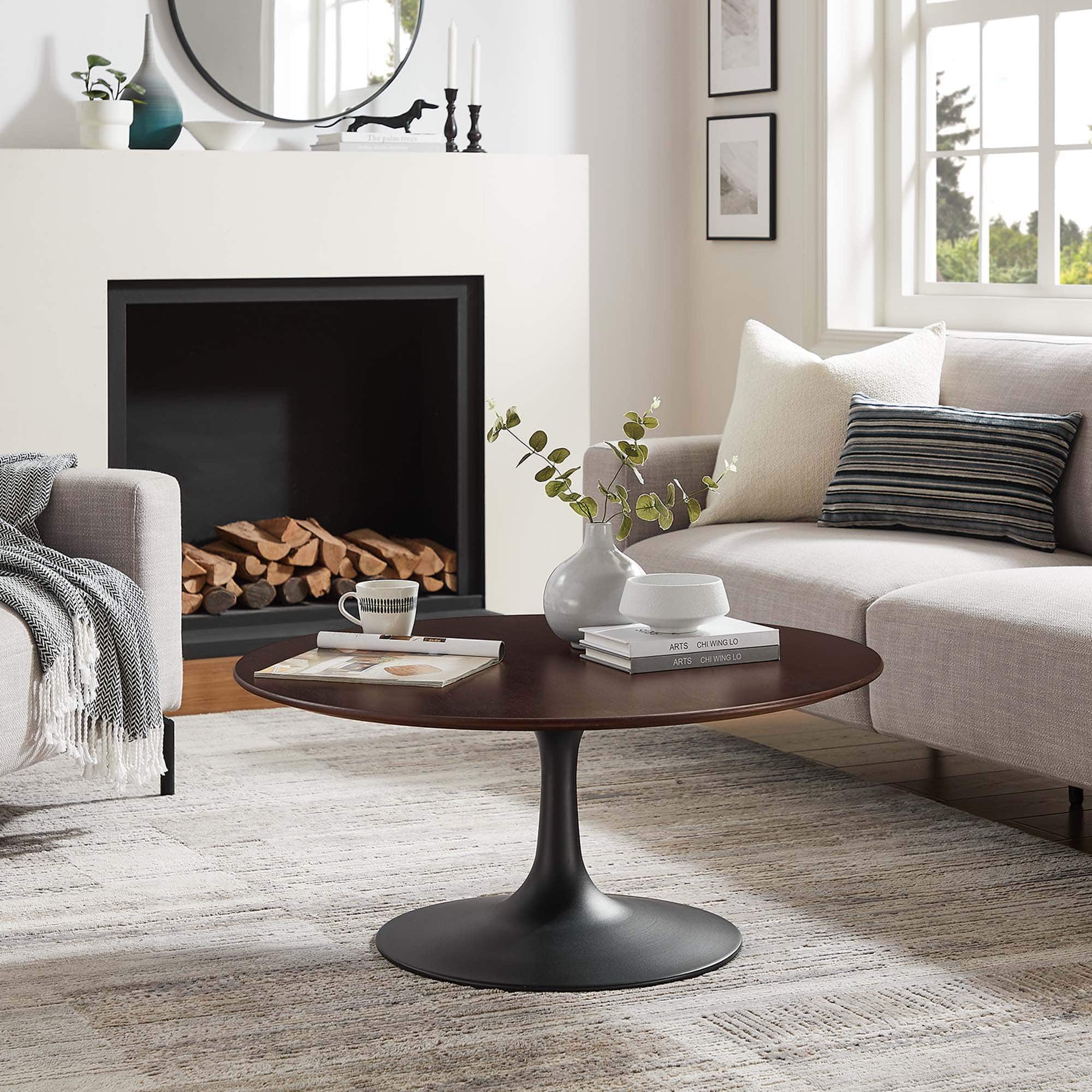 Modway - Lippa Round Wood Coffee Table - Black Cherry Walnut