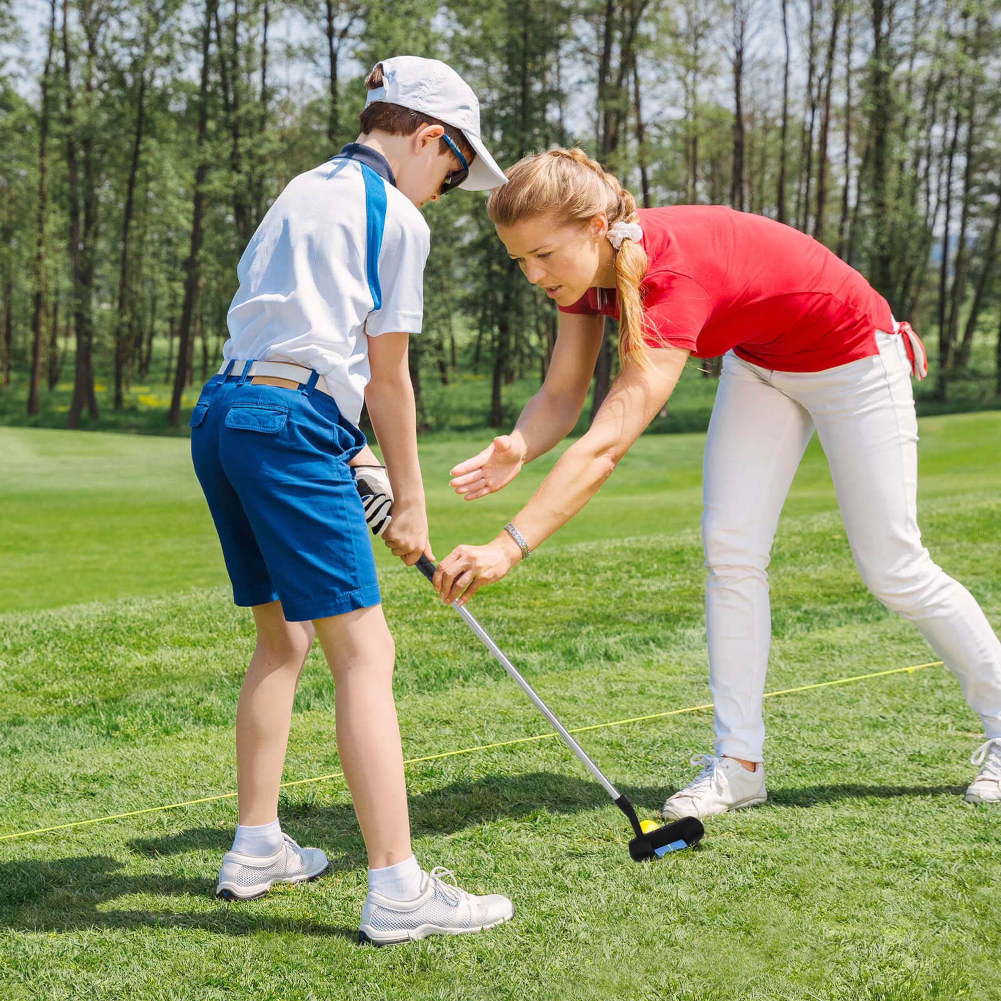 Alt View 1. Costway - Costway Junior Golf Club Set for Children Includes 165CC #3 Fairway Wood & #7 Iron Blue - Blue.