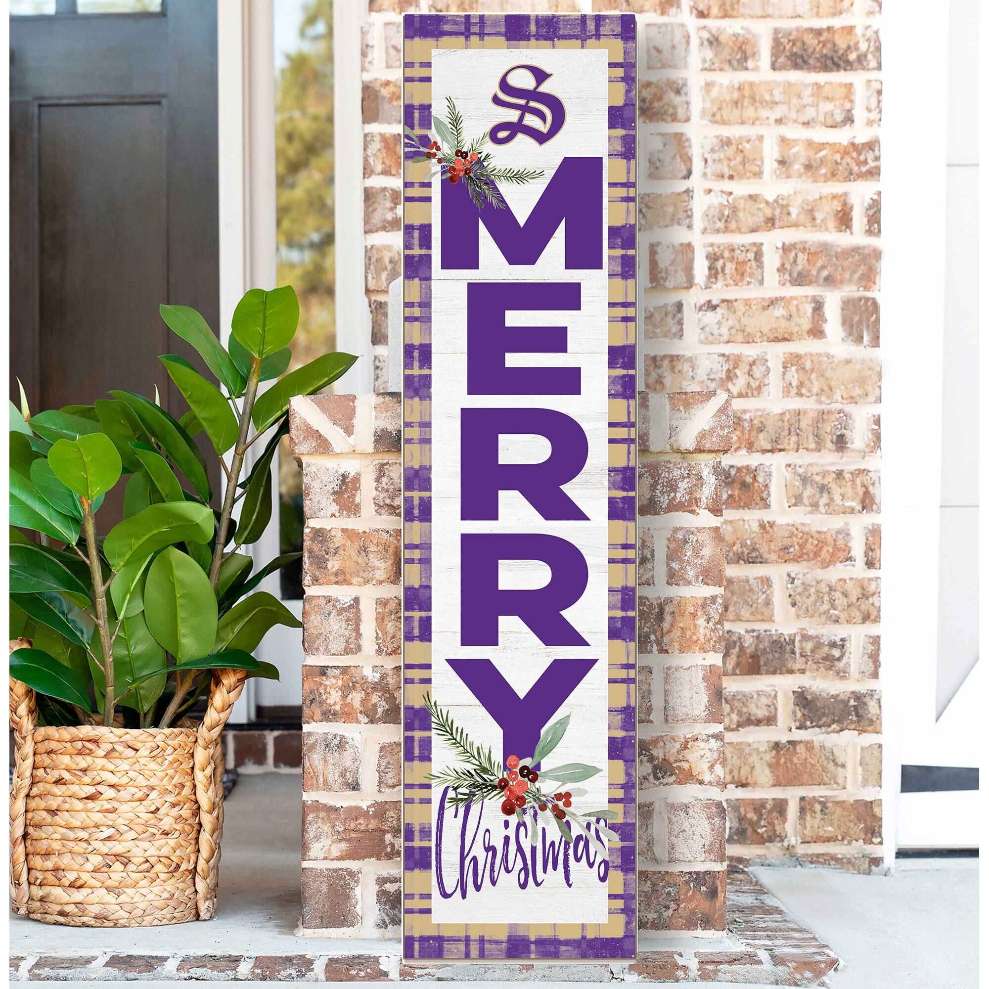 Alt View 1. Jardine - Sewanee Tigers 12'' x 48'' Outdoor Merry Christmas Leaner - White.