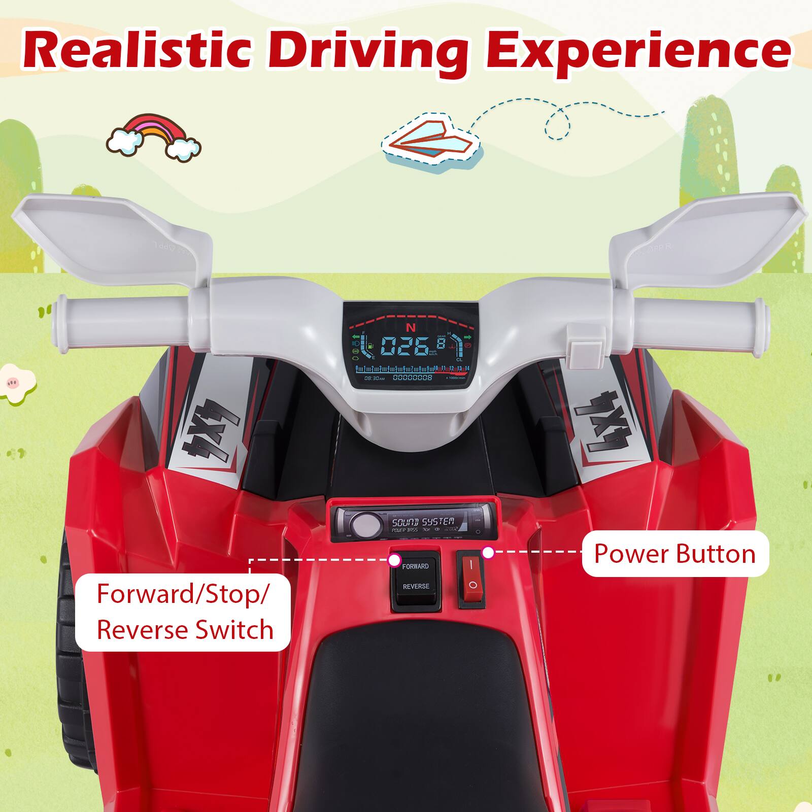 Realistic Driving Experience

Forward/Stop/Reverse Switch

Power Button