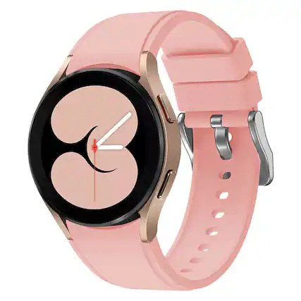 Front. StrapsCo - Active Band Silicone Rubber Watch Strap For Samsung Galaxy Watch 6 - Soft Pink.