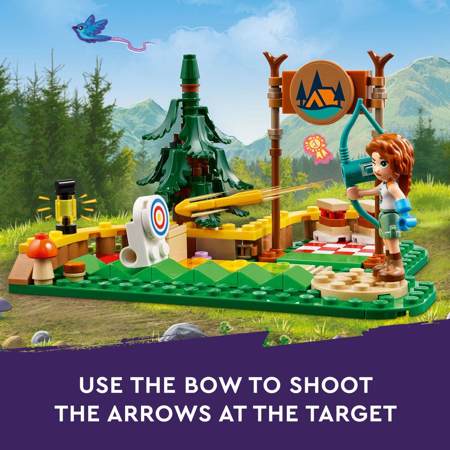 1. Use the bow to shoot the arrows at the target.