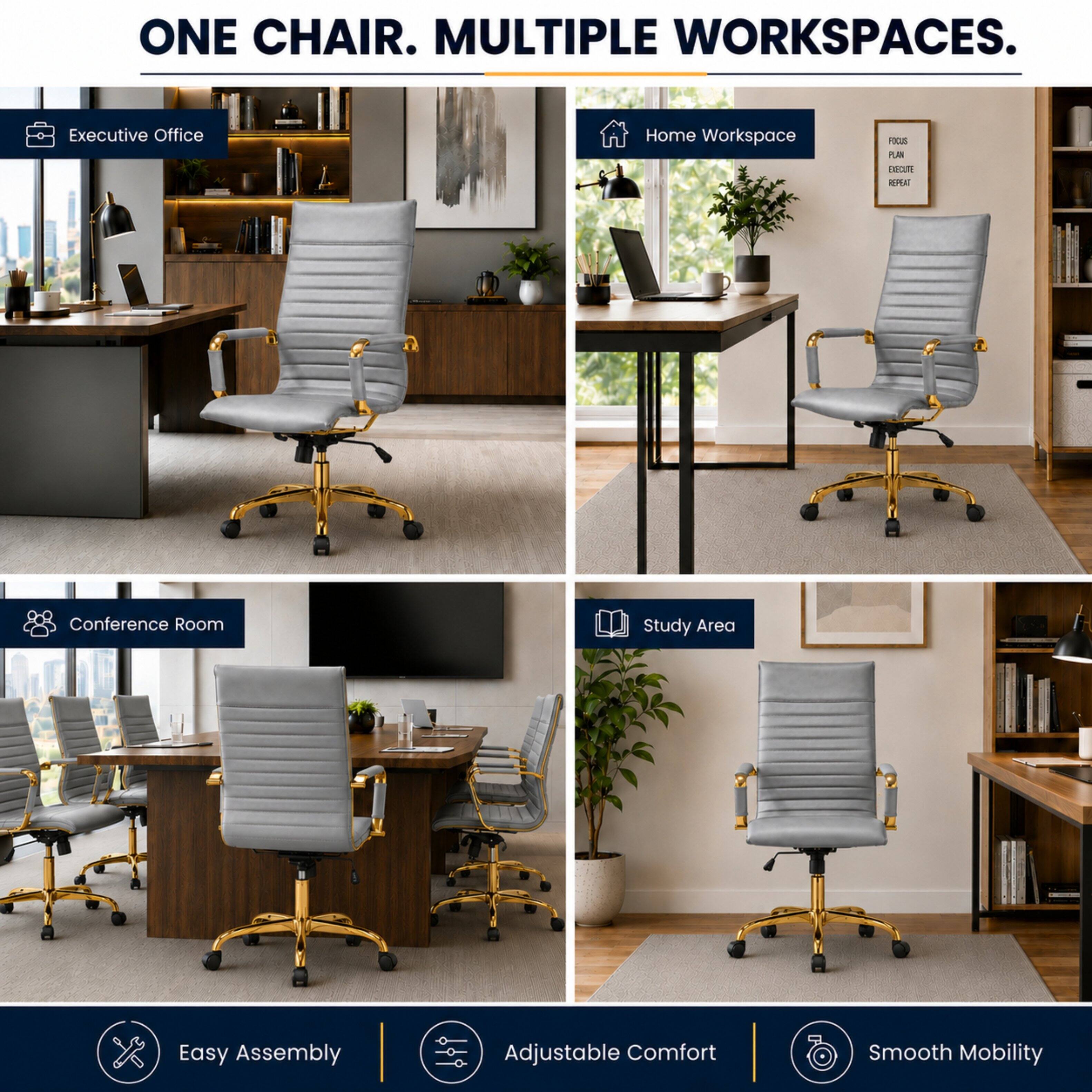 ONE CHAIR. MULTIPLE WORKSPACES.

Executive Office
Home Workspace
Conference Room
Study Area

Easy Assembly
Adjustable Comfort
Smooth Mobility